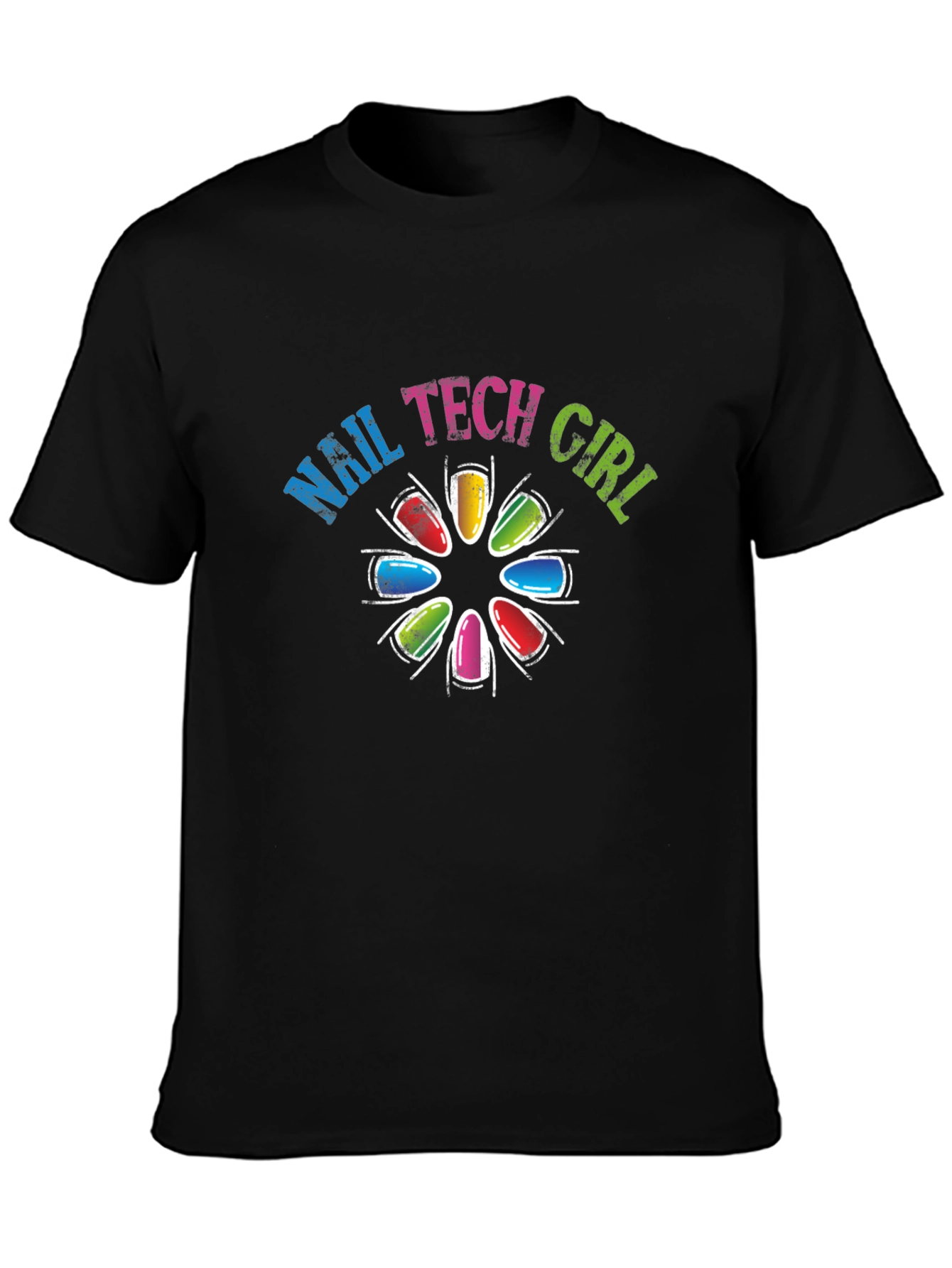 Black Nail Tech Girl T-Shirt view 3