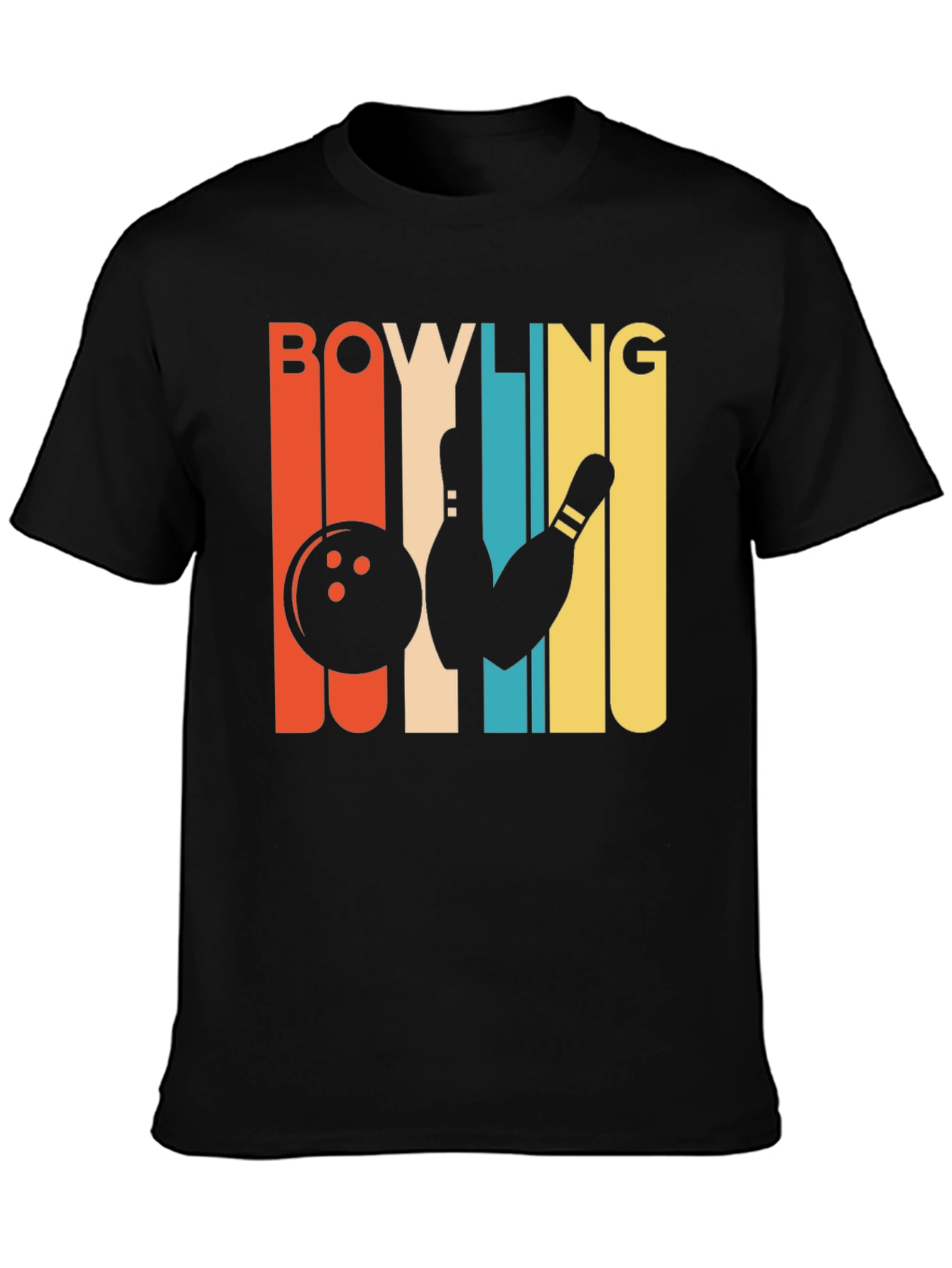 Black Retro Bowling T-Shirt - Vintage Style Graphic Tee view 3