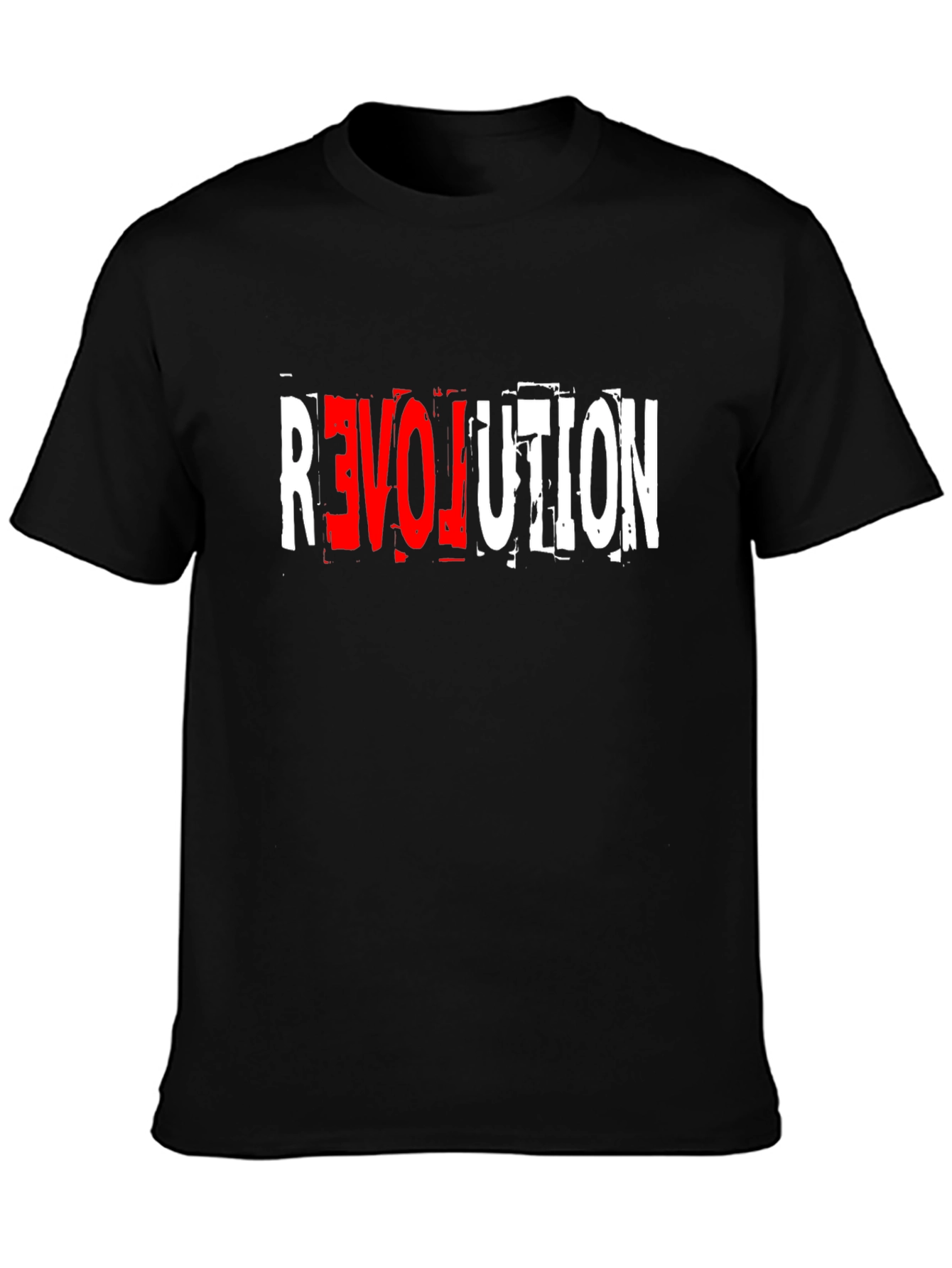 Black Revolution Graphic Tee - Bold Black Cotton T-Shirt view 3