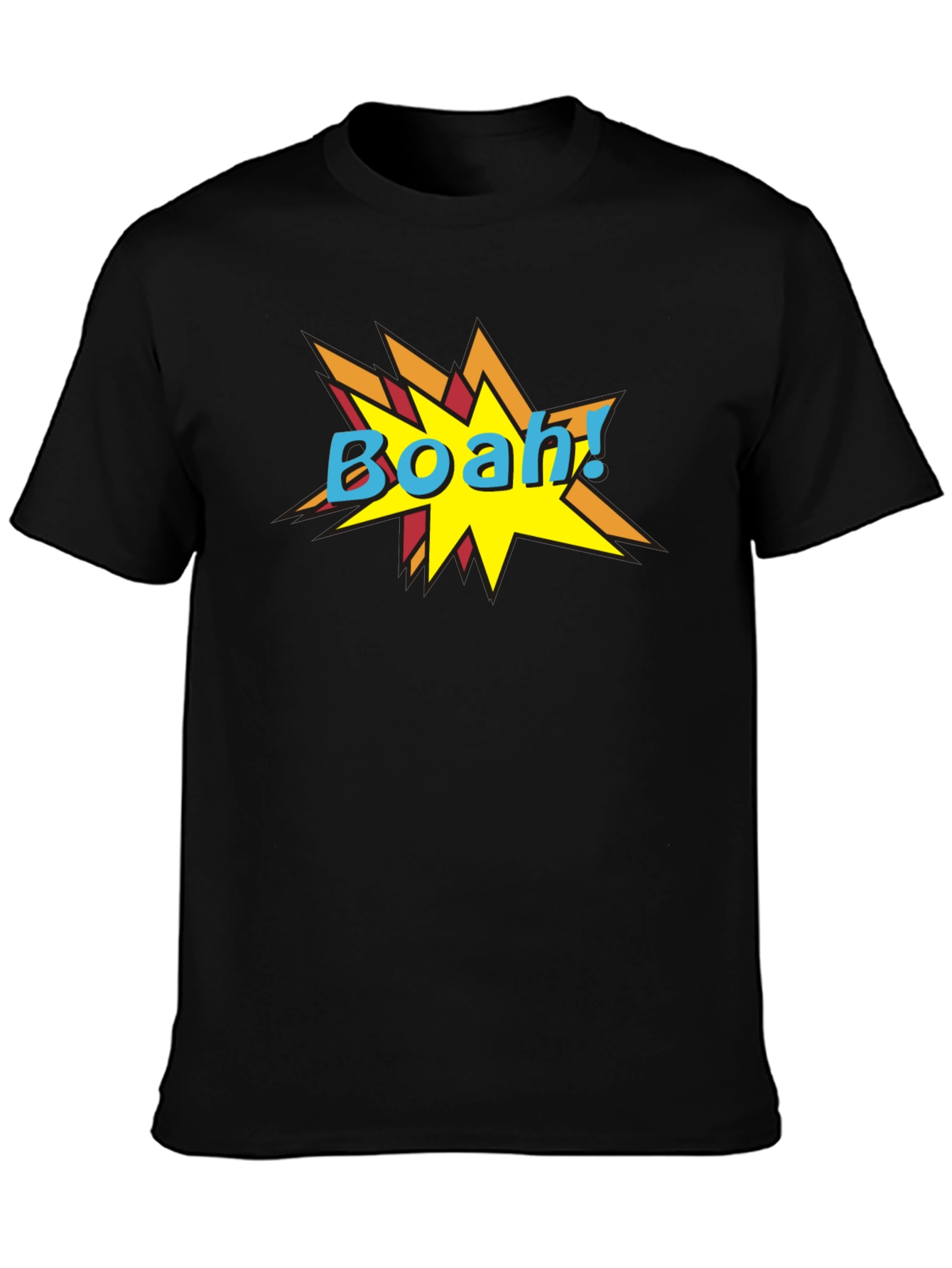 Black BOAH! Comic Style Graphic Print Black T-Shirt view 3