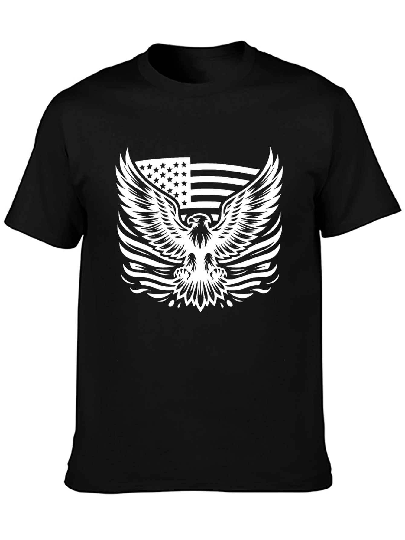 Black American Eagle Flag Graphic Tee - Black view 3