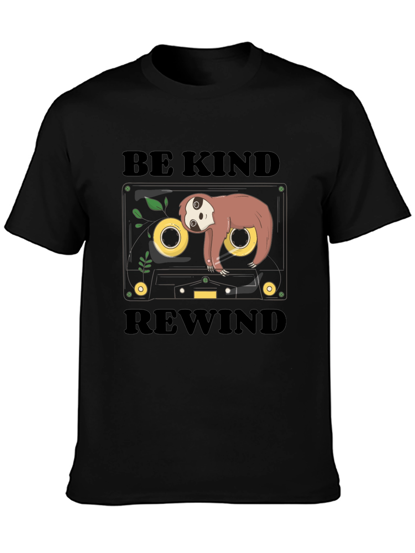 Black Be Kind Rewind Sloth Cassette Tape Graphic Tee view 3