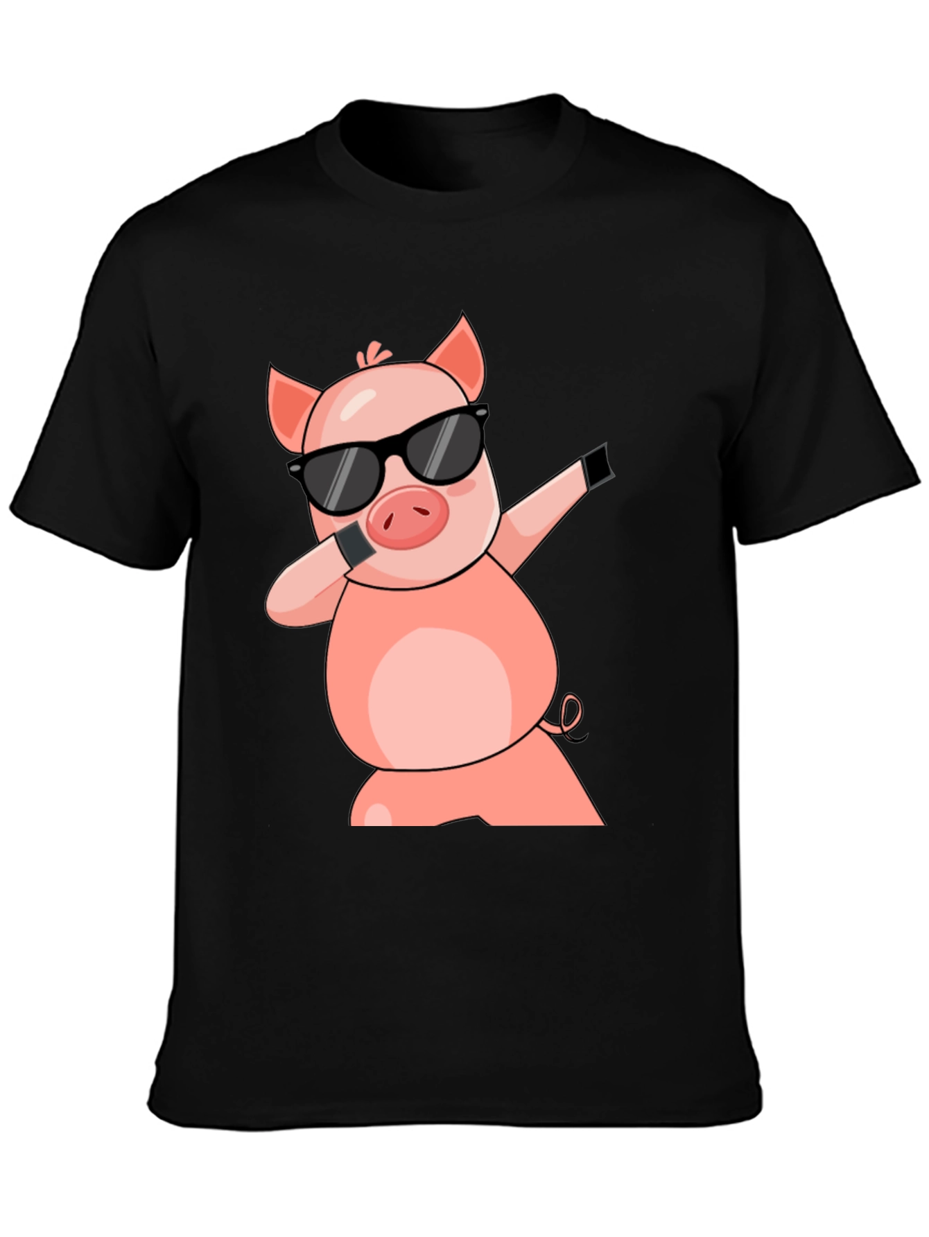 Black Dabbing Pig T-Shirt - Cool Cartoon Graphic Tee view 3