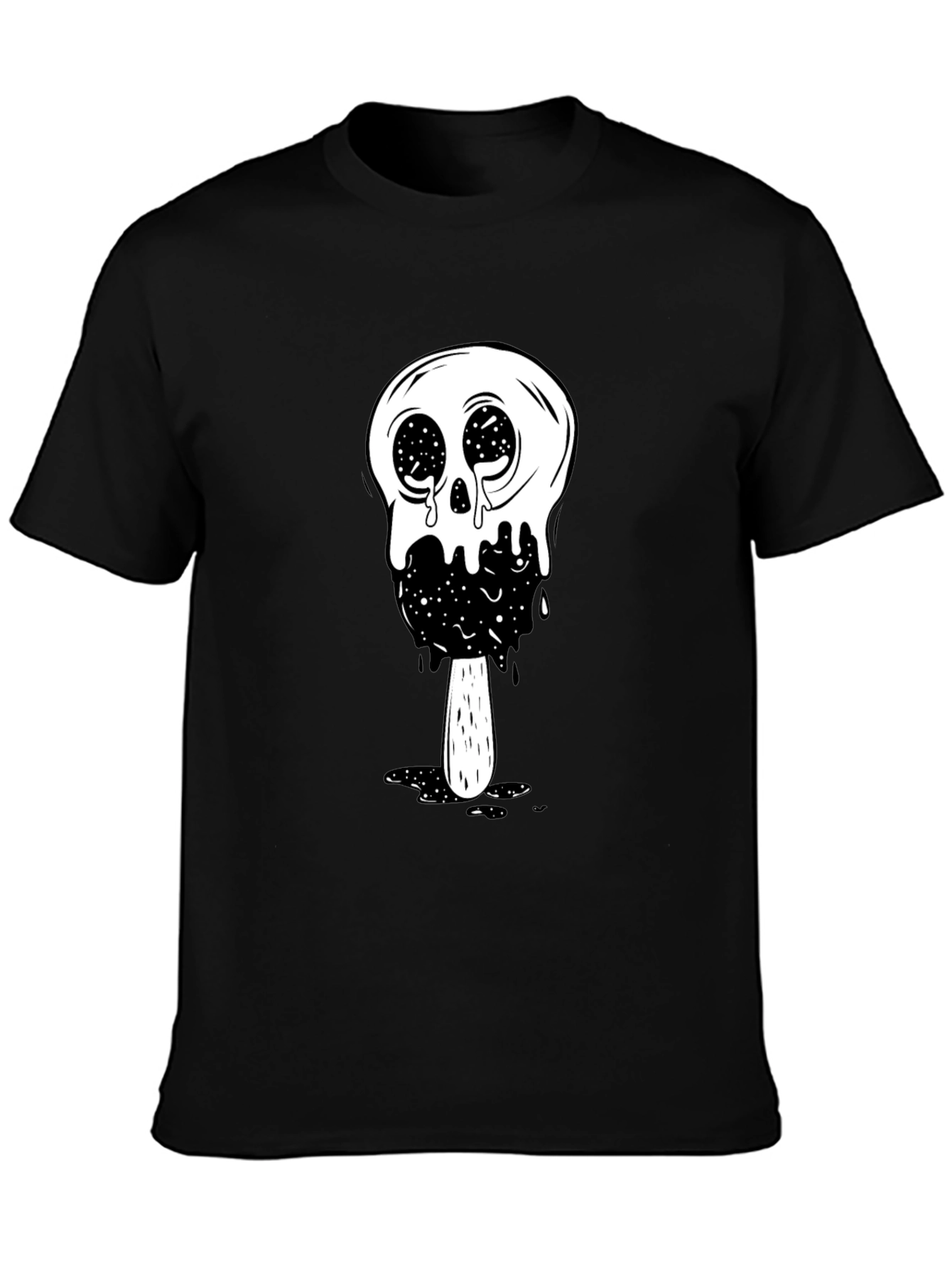 Black Cool Skull Ice Cream Graphic Tee - Black view 3