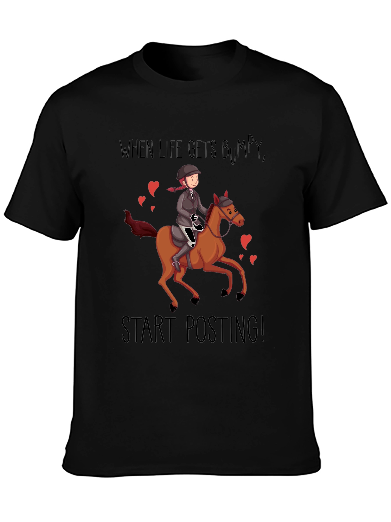 Black Equestrian T-Shirt - When Life Gets Bumpy view 3