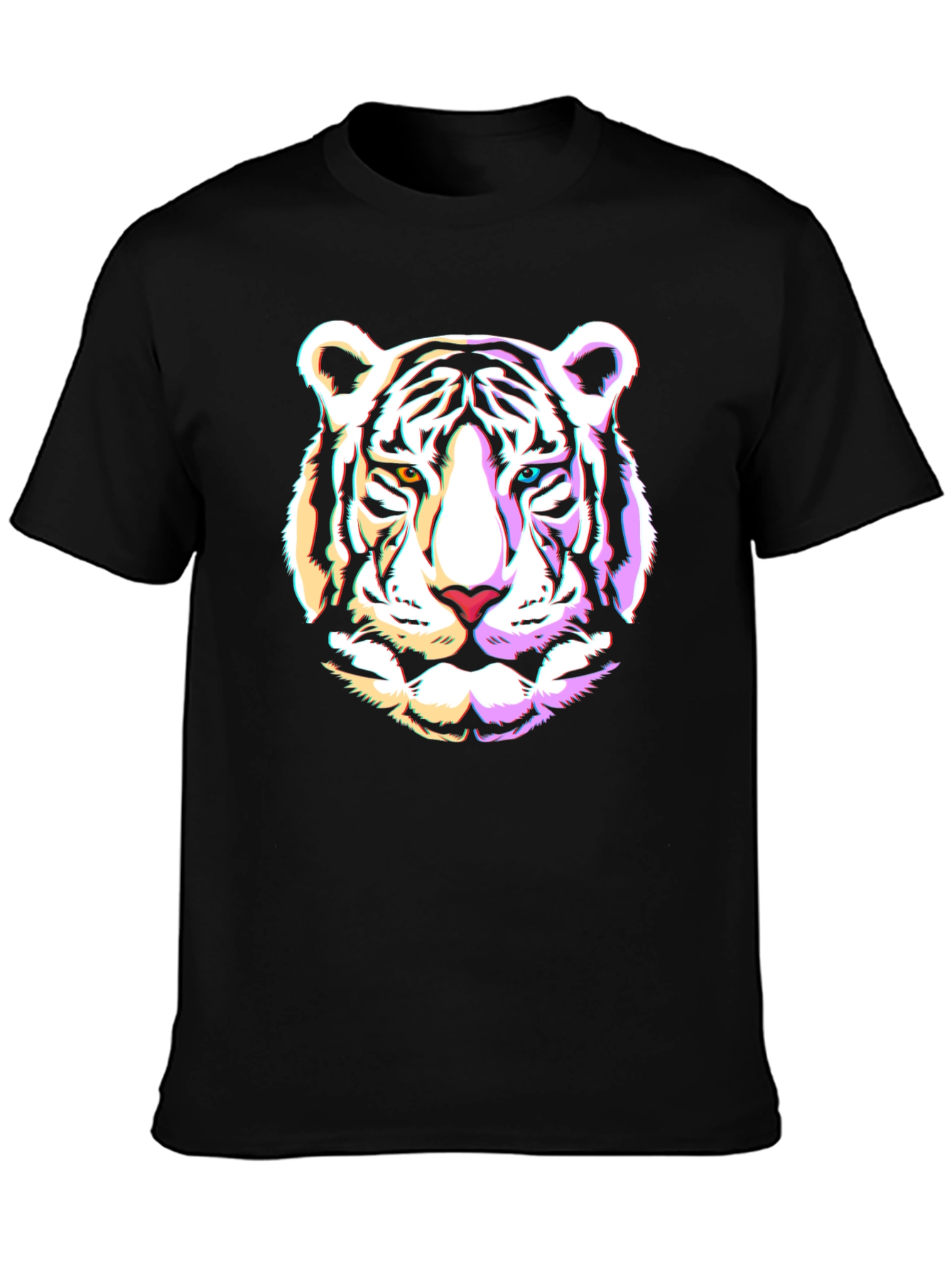 Black Cool Tiger Graphic Black T-Shirt view 3