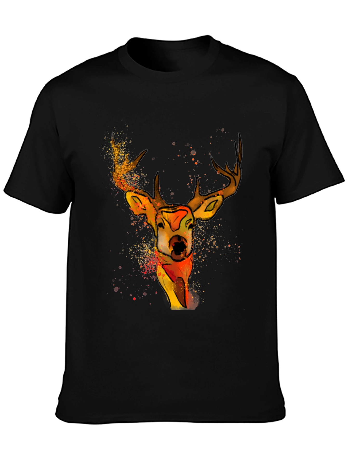 Black Watercolor Deer Graphic T-Shirt - Unique Animal Tee view 3