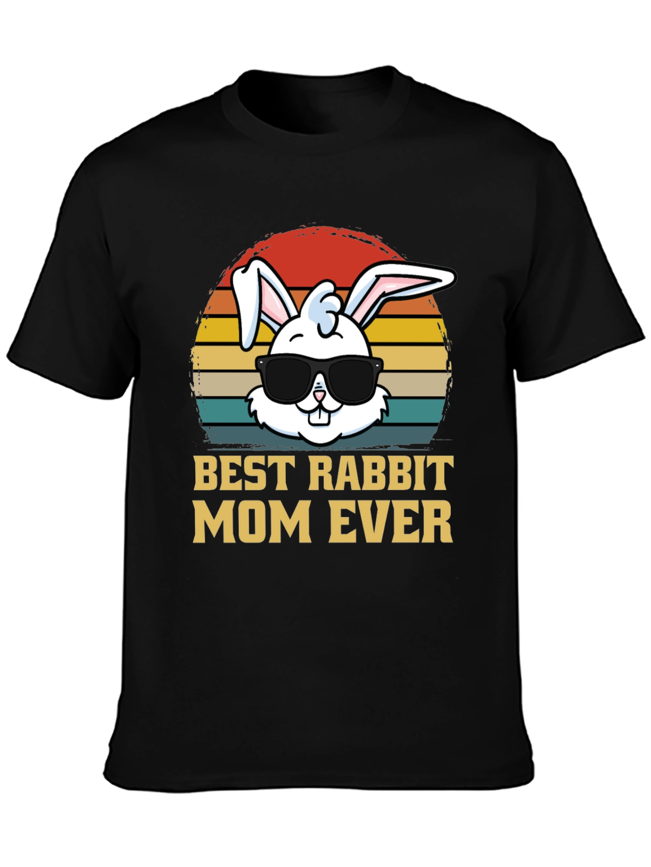 Black Best Rabbit Mom Ever T-Shirt view 3