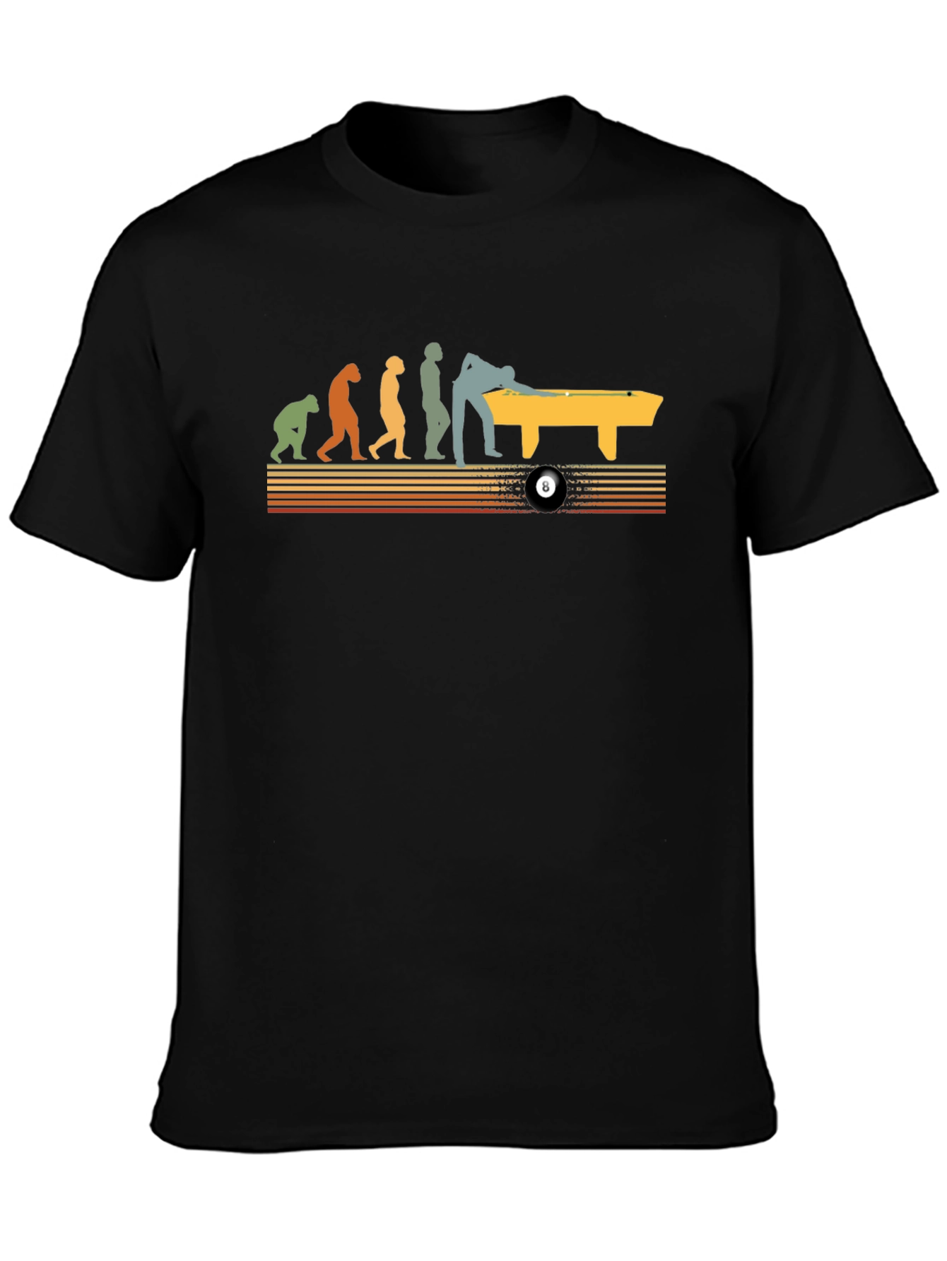 Black Evolution of Pool T-Shirt - Black, Graphic Tee view 3