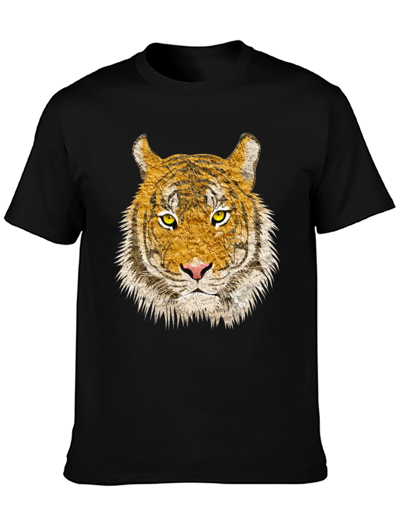 Black Tiger Face Graphic Print Black T-Shirt view 3