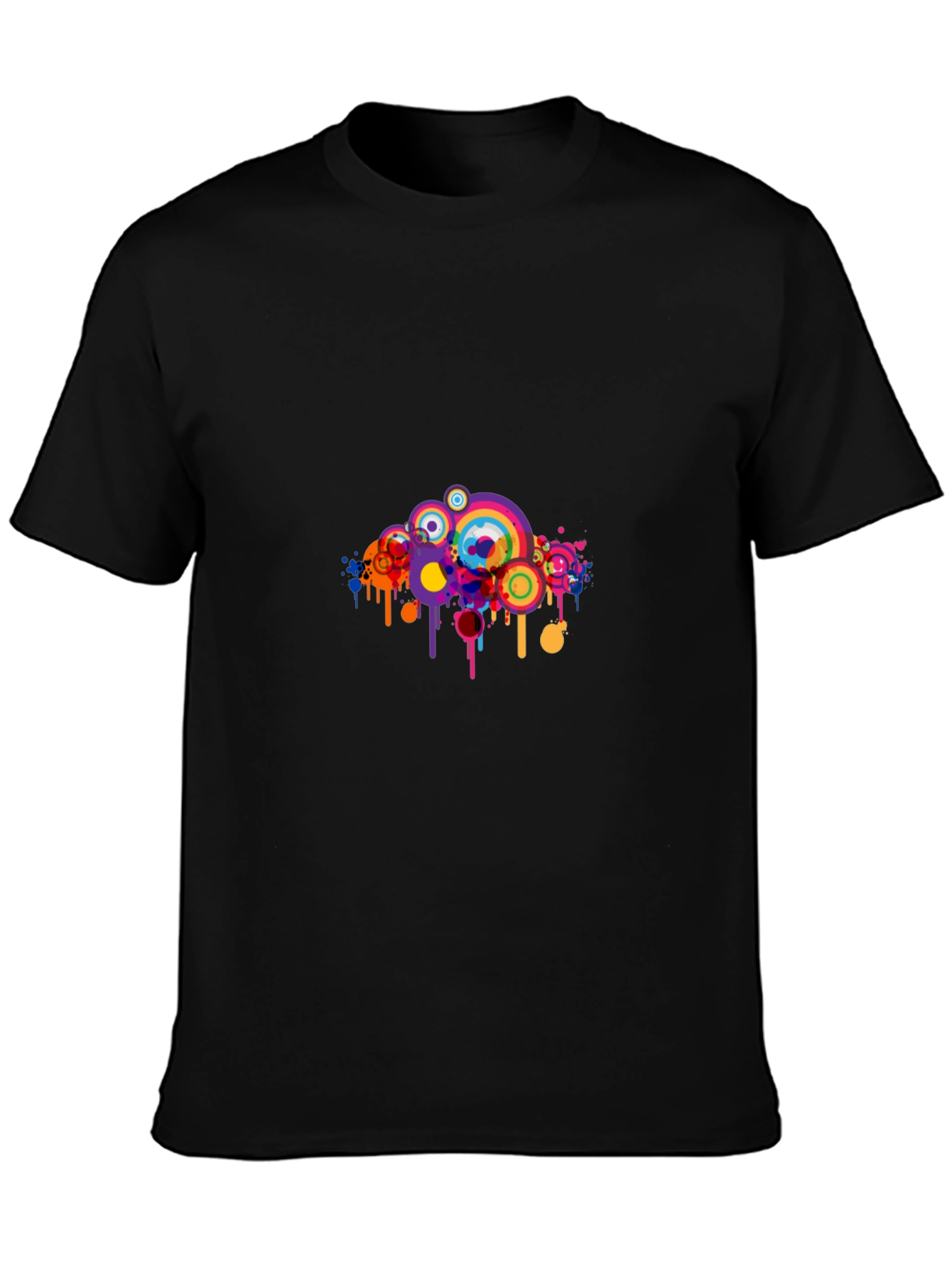Black Black T-Shirt with Colorful Circle Graphic view 3
