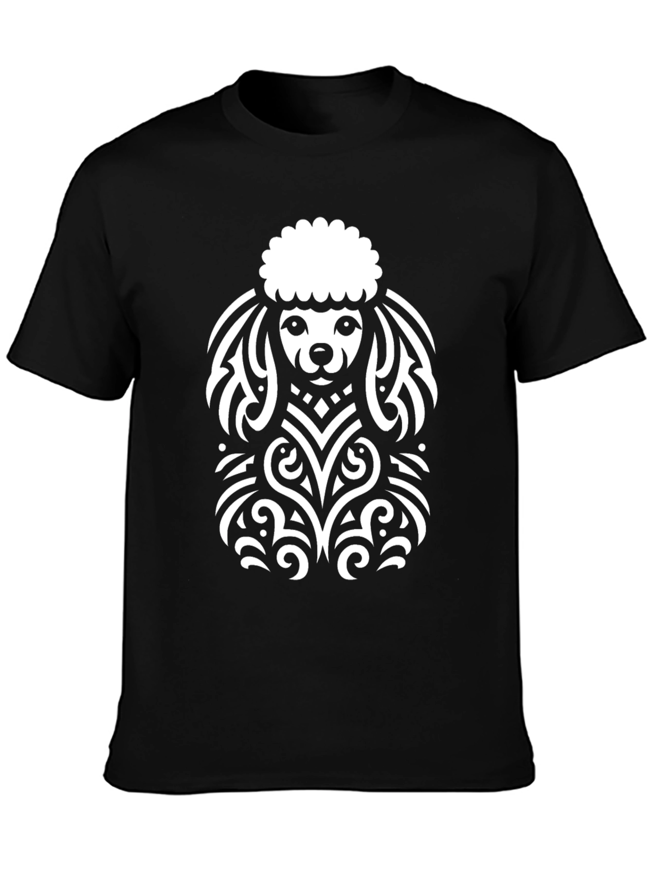 Black Poodle Art Tee - Black Cotton Graphic T-Shirt view 3
