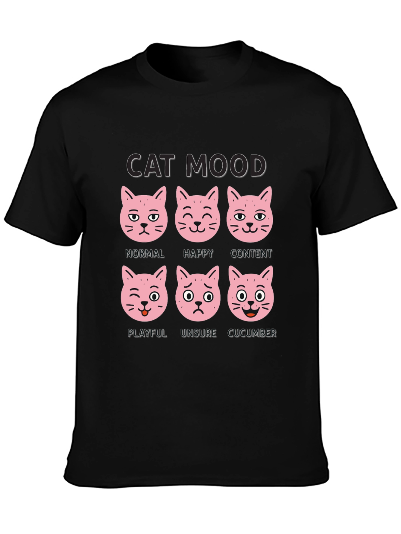 Black Cat Mood T-Shirt - Funny Cat Expression Tee view 3