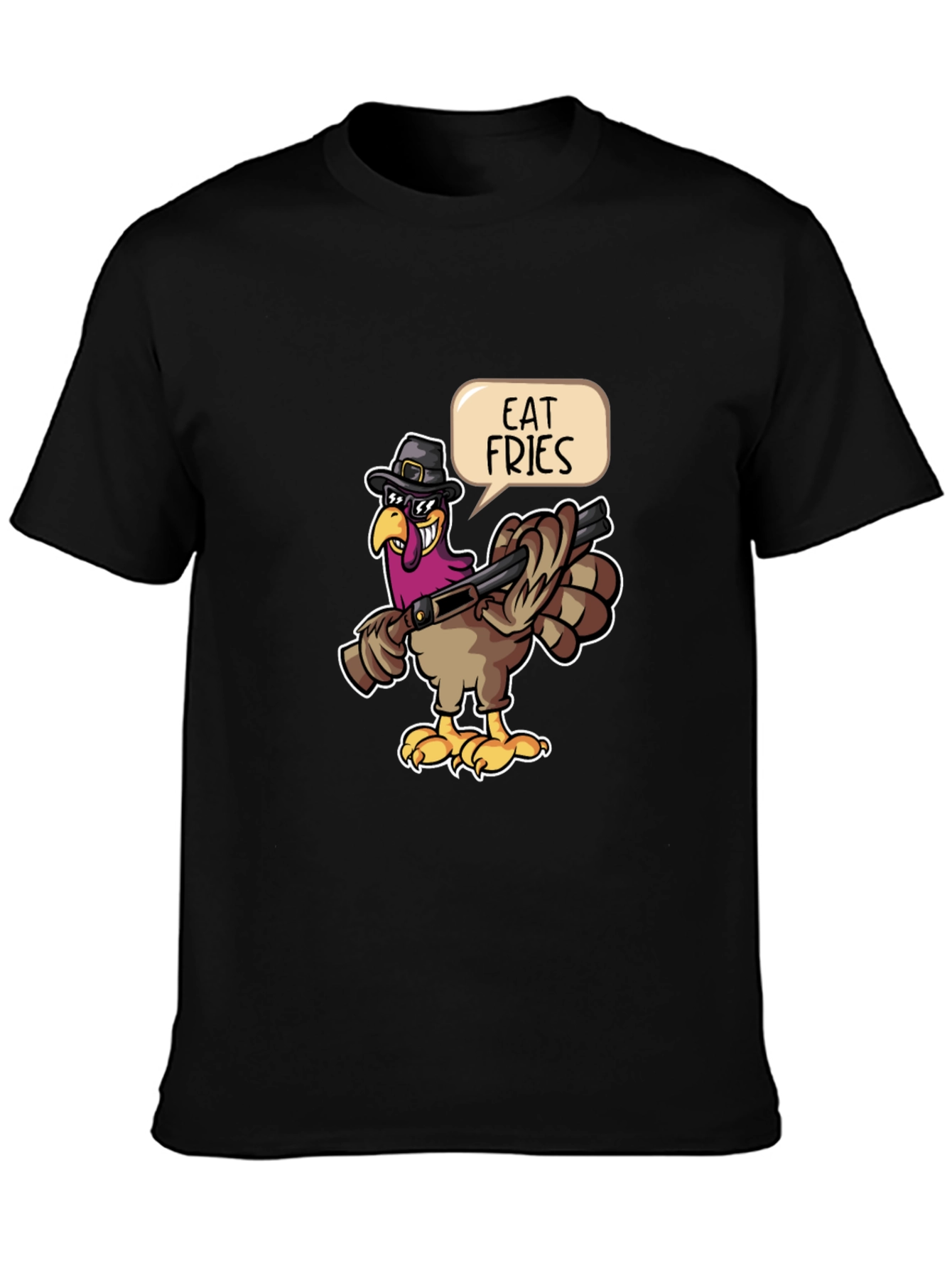Black Eat Fries Turkey Graphic Tee view 3