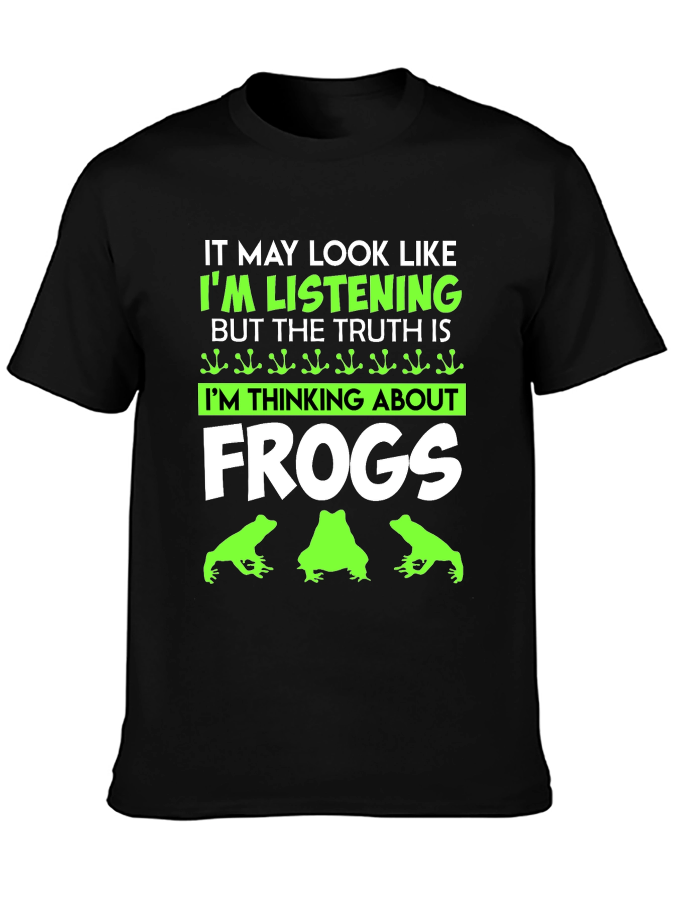 Black Frog Lover T-Shirt - Funny I'm Thinking About Frogs Tee view 3