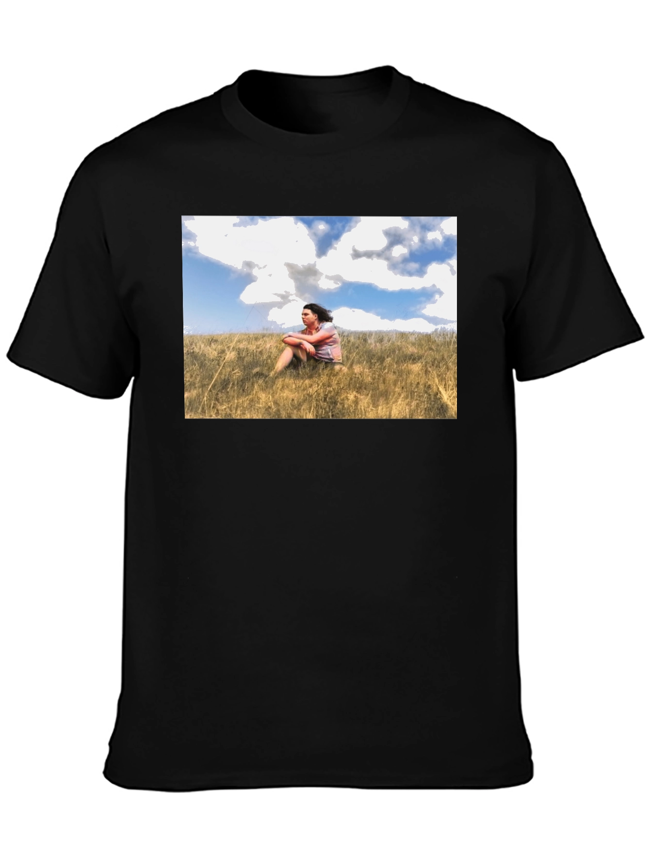 Black Nature Scene Graphic Black T-Shirt view 3