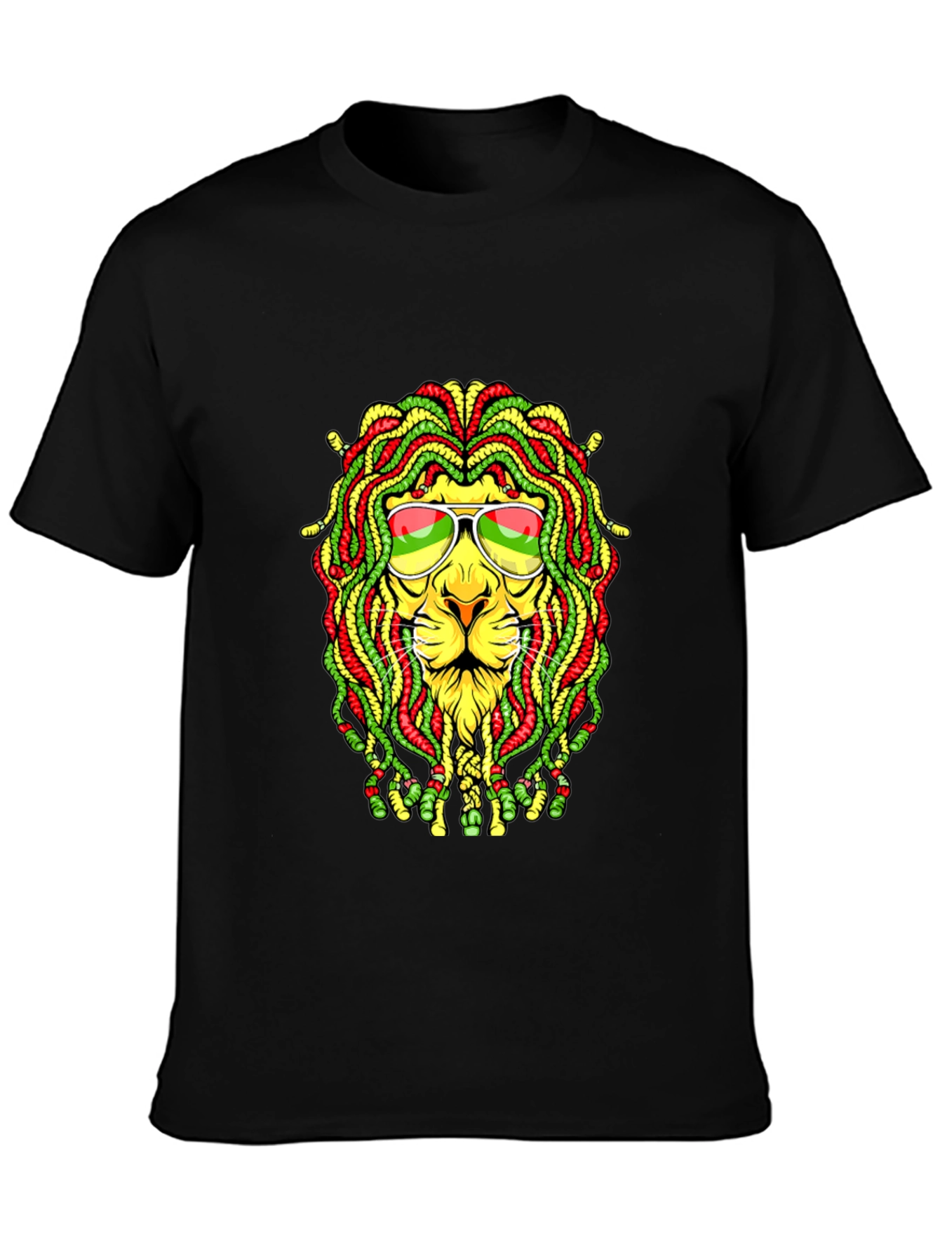 Black Rasta Lion Graphic T-Shirt - Reggae Style view 3