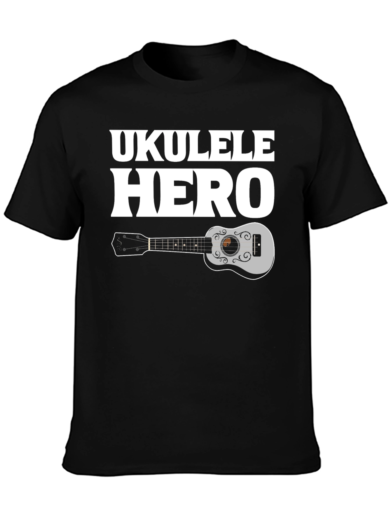 Black Ukulele Hero Graphic Tee - Black view 3