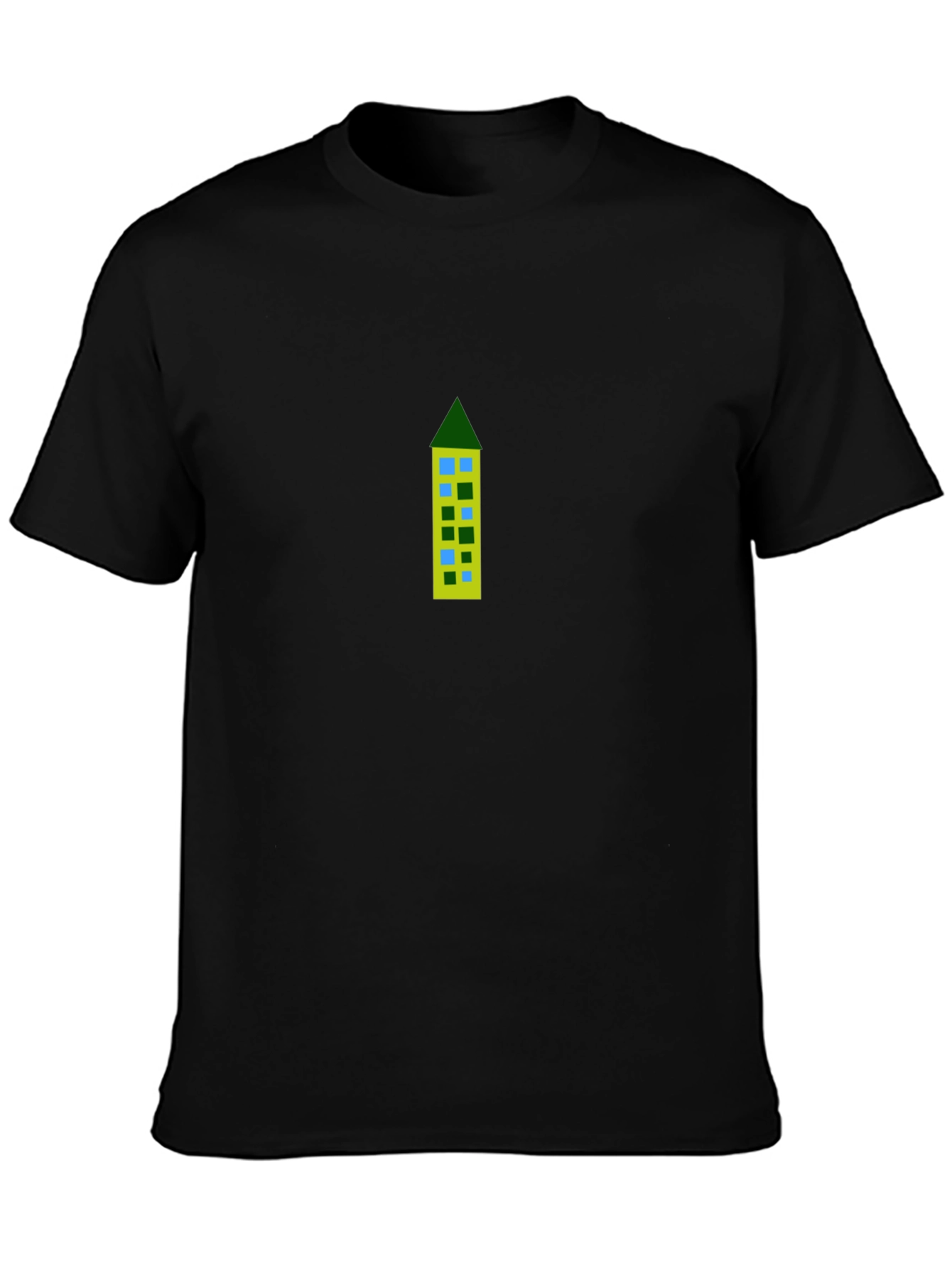 Black Building Print Black Tee view 3