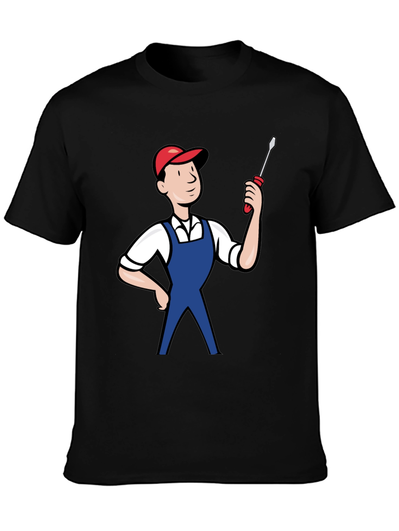 Black Cartoon Plumber Graphic Tee view 3