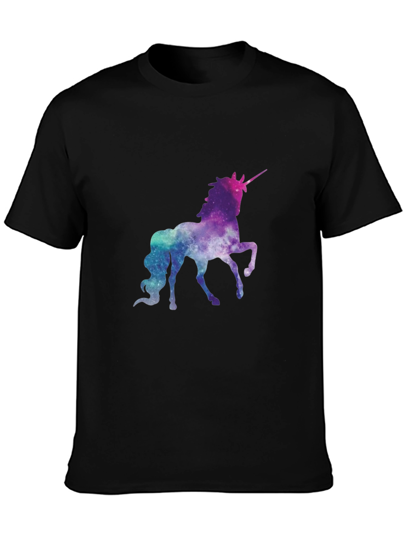 Black Galaxy Unicorn Graphic Tee - Black Cotton Shirt view 3
