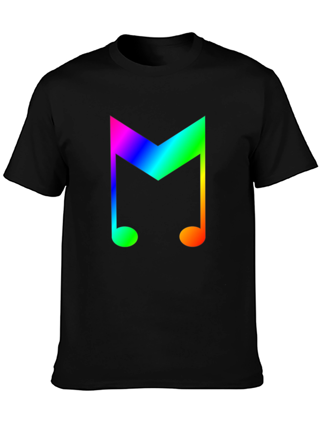 Black Rainbow Music Note Graphic Tee - Stylish Cotton Shirt view 3