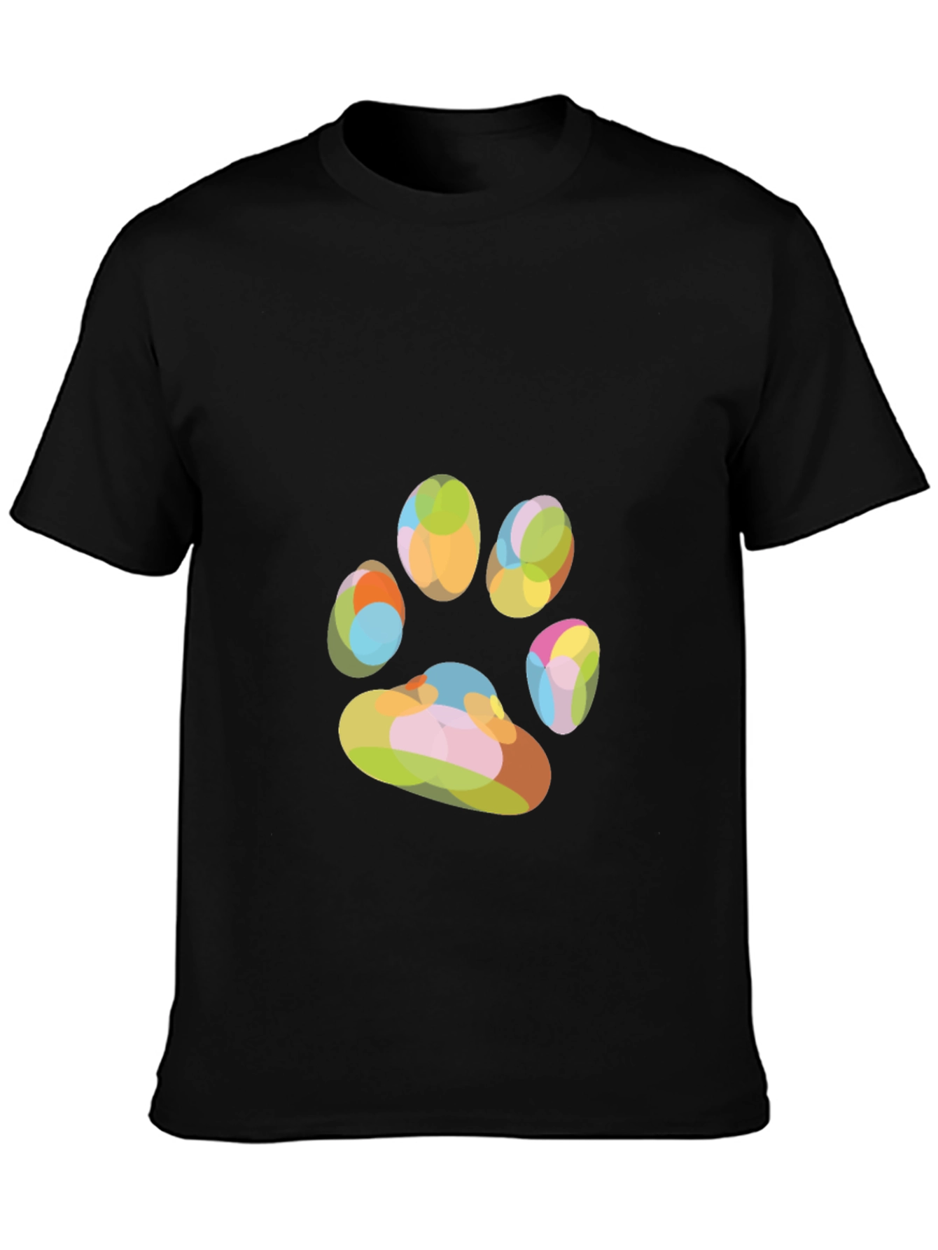 Black Colorful Paw Print Graphic T-Shirt view 3