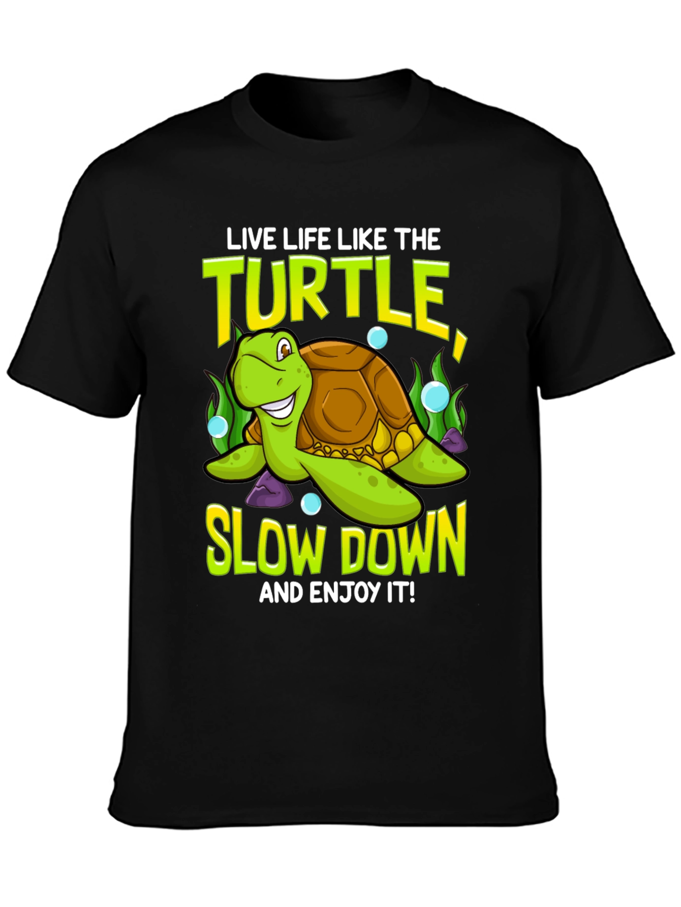 Black Live Like the Turtle Graphic T-Shirt view 3