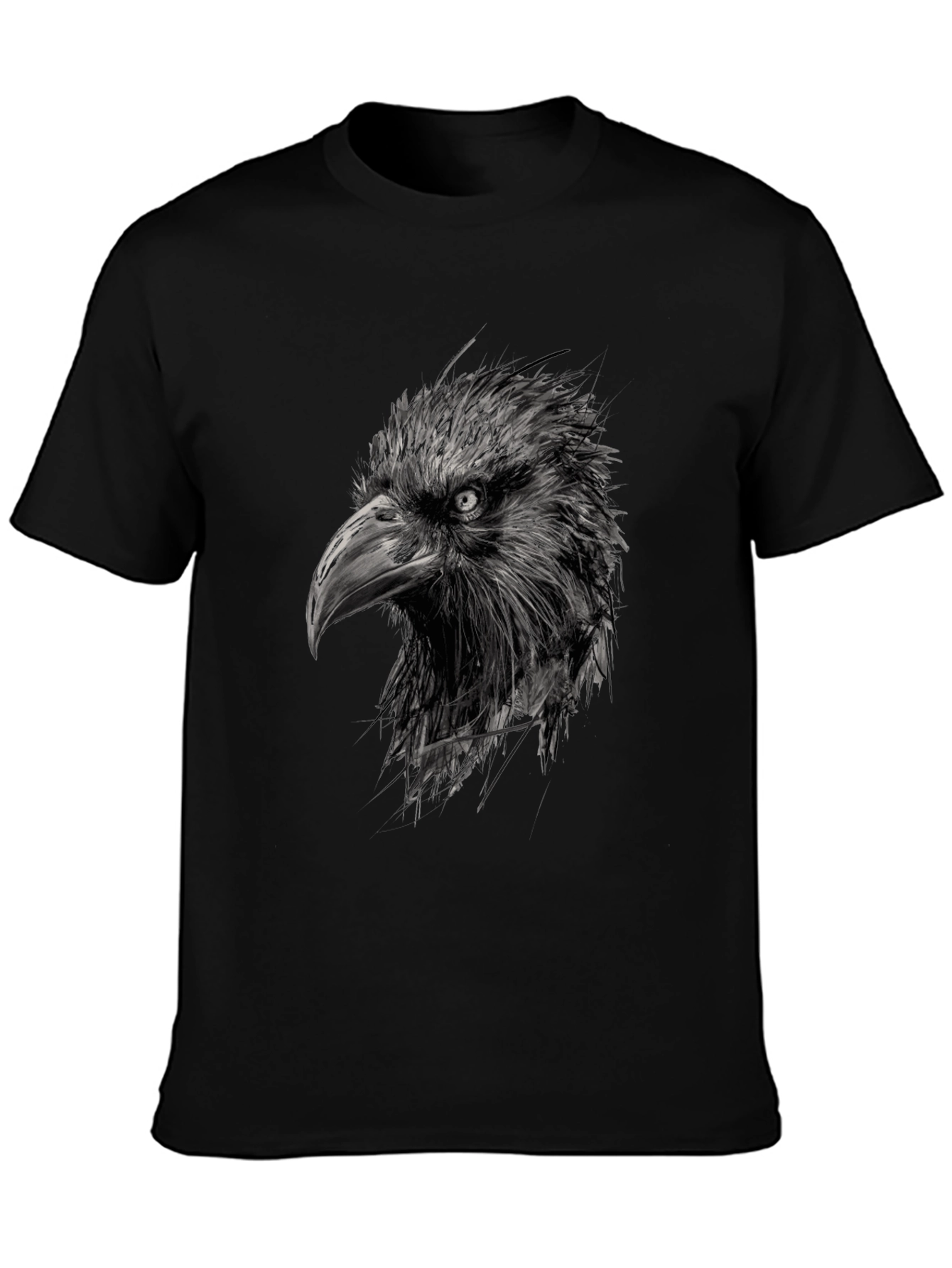Black Raven Head Graphic Black T-Shirt view 3
