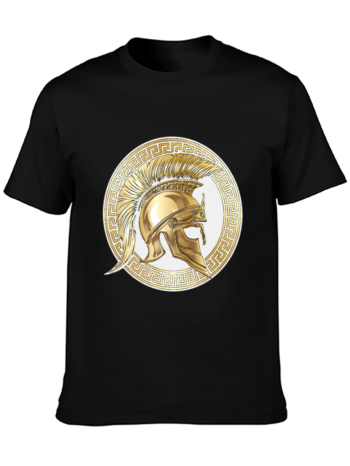Black Spartan Helmet Graphic Tee - Gold Design view 3