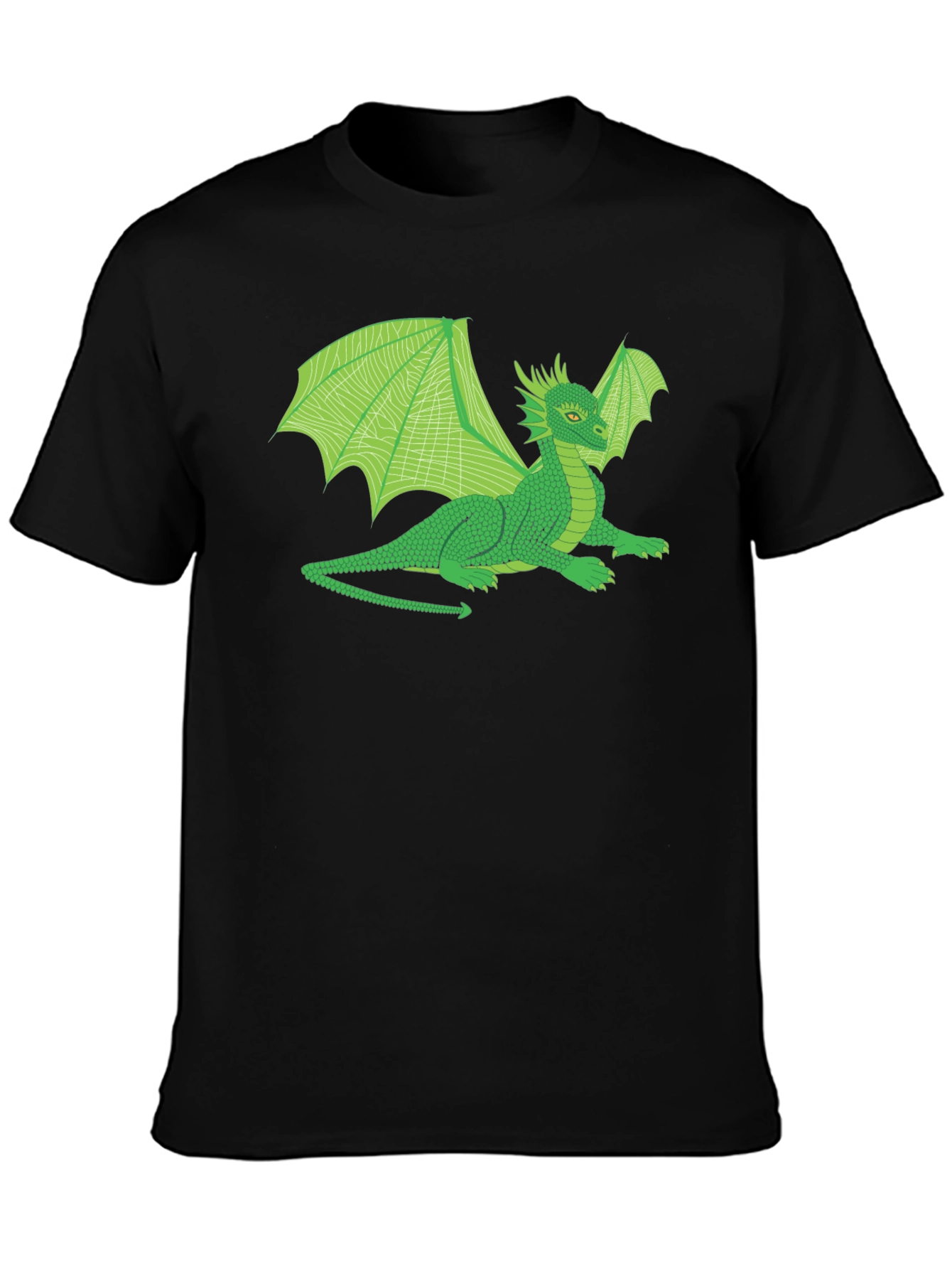 Black Green Dragon Graphic T-Shirt - Fantasy Creature Tee view 3