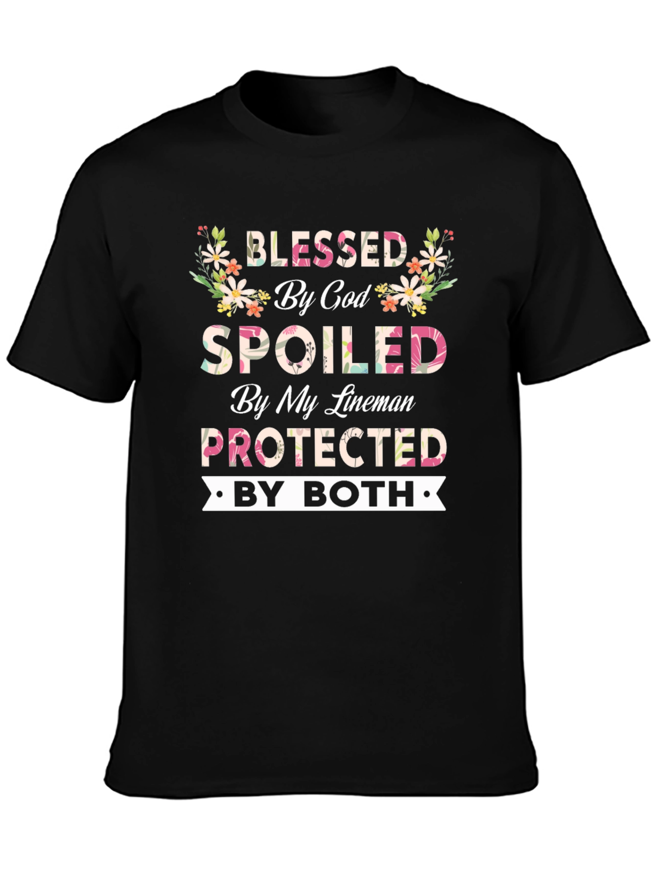 Black Blessed By God Spoiled By My Lineman T-Shirt view 3