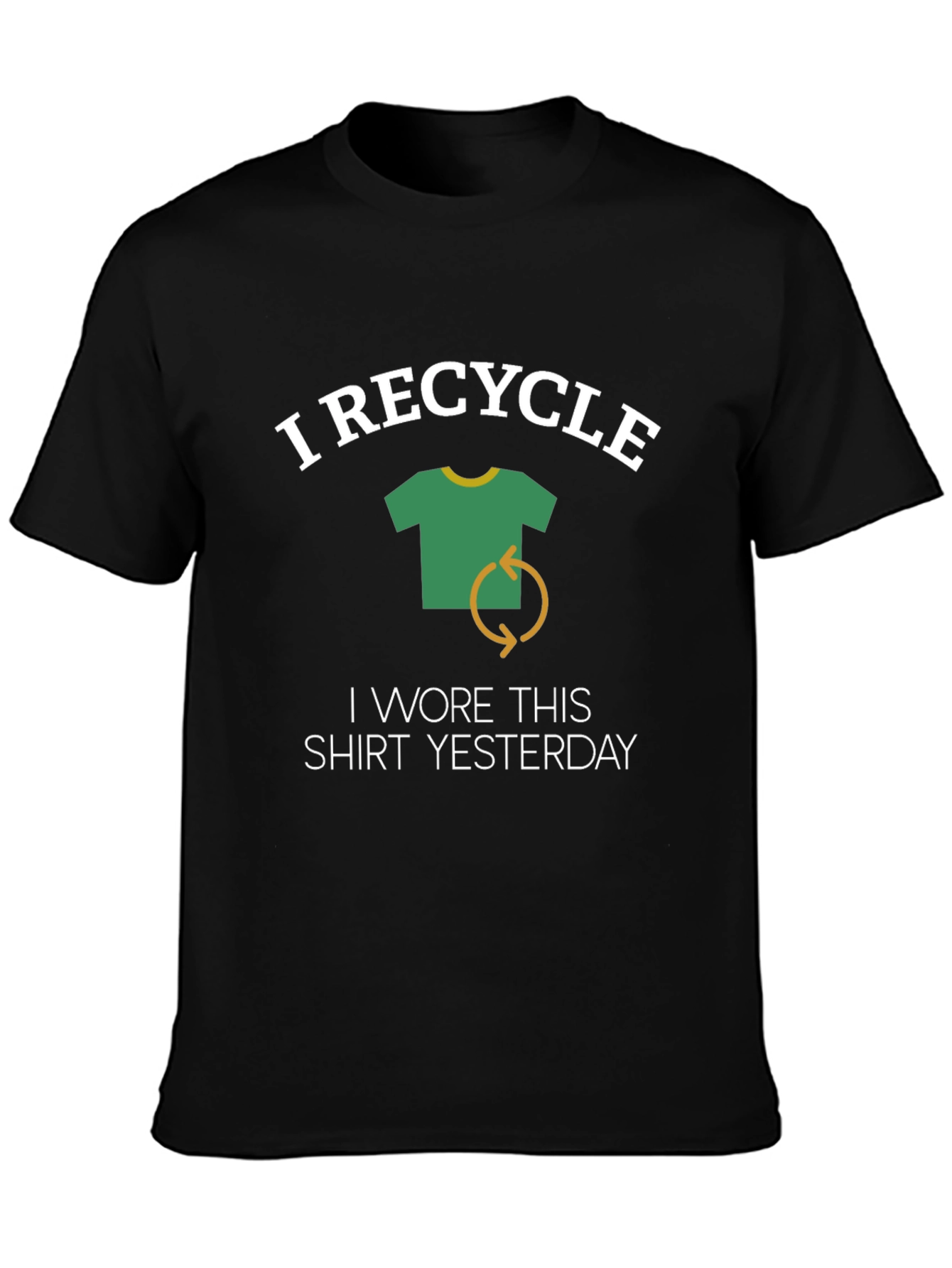 Black Funny I Recycle T-Shirt - Black Cotton Tee for Men view 3