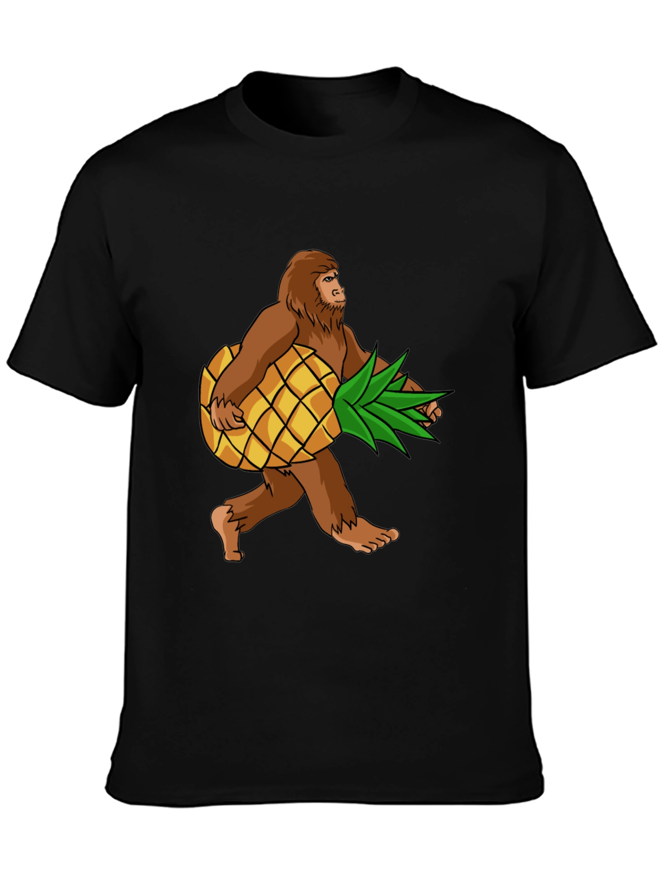 Black Sasquatch Pineapple T-Shirt - Funny Bigfoot Tee view 3