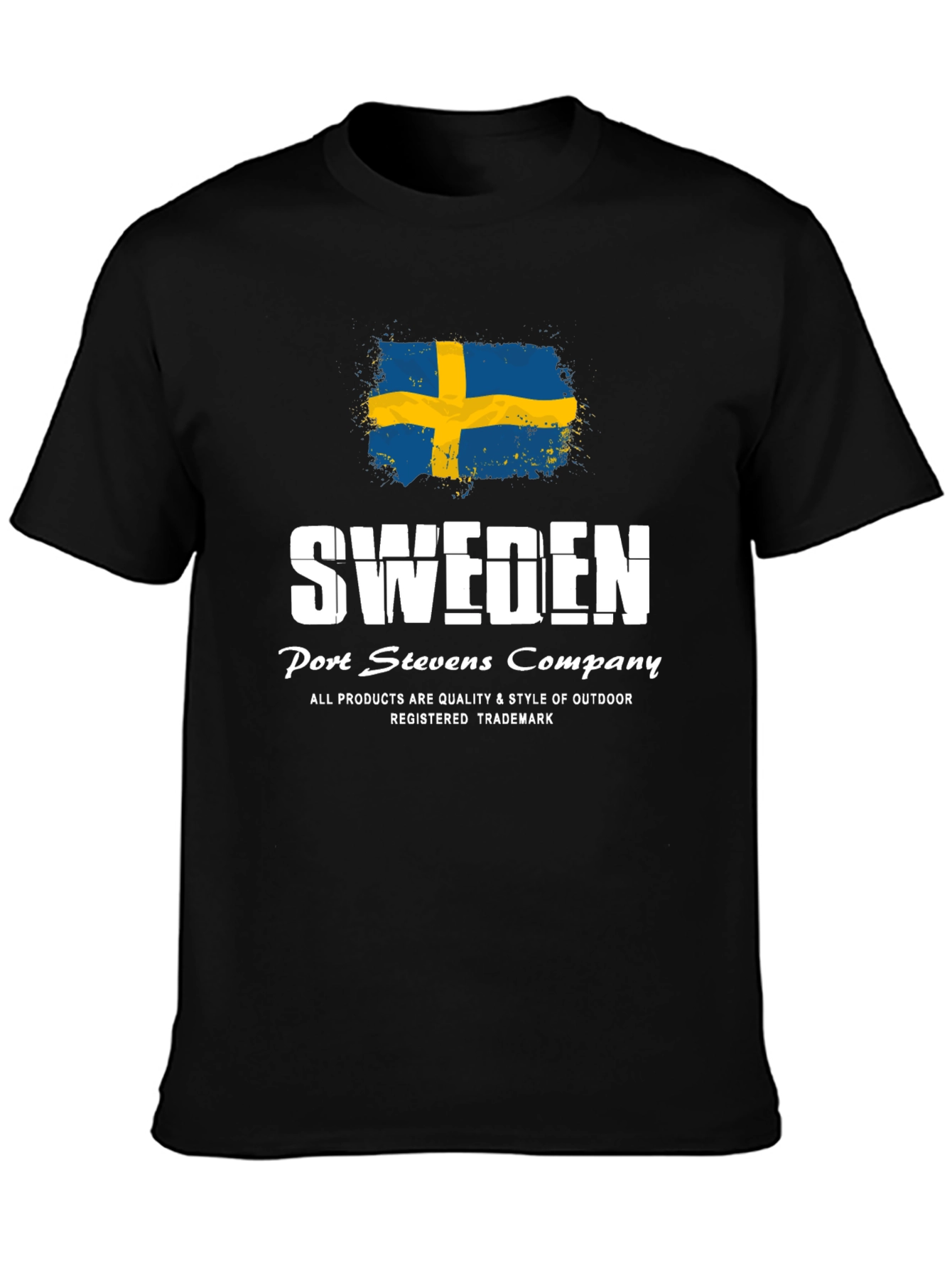 Sweden Flag Graphic Print Black T-Shirt - 3