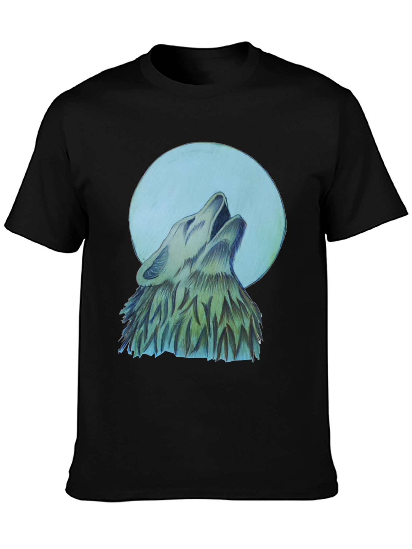 Black Wolf Howling at Moon Graphic T-Shirt view 3