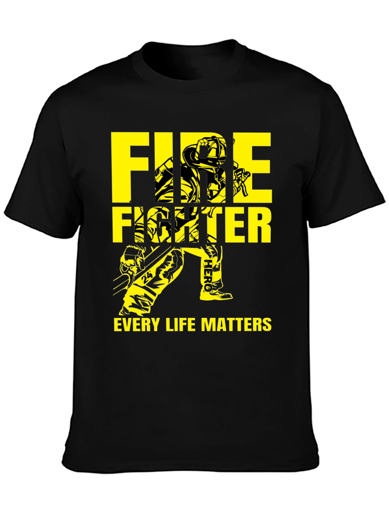 Black Firefighter Every Life Matters Graphic T-Shirt view 3