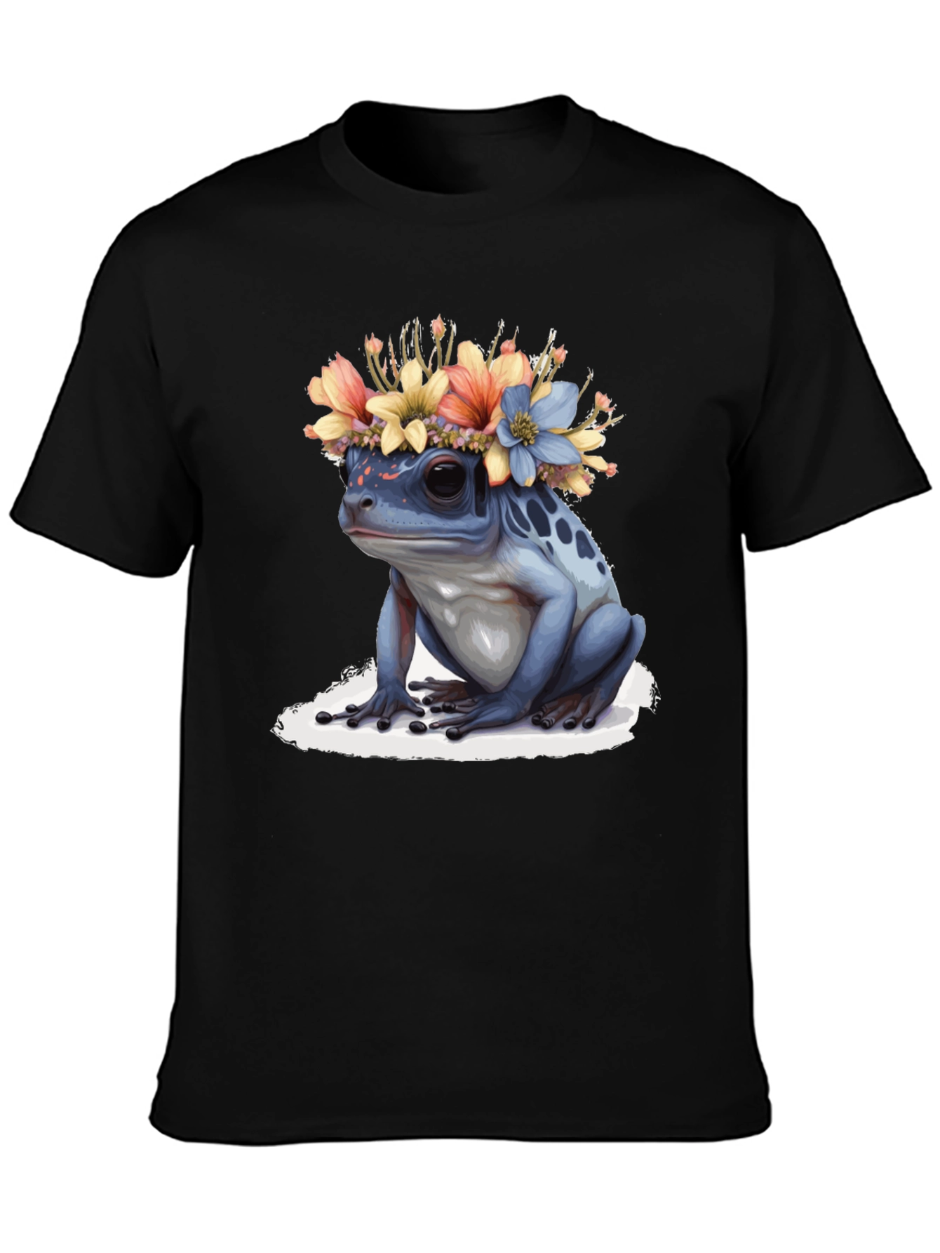 Black Frog with Flower Crown T-Shirt view 3