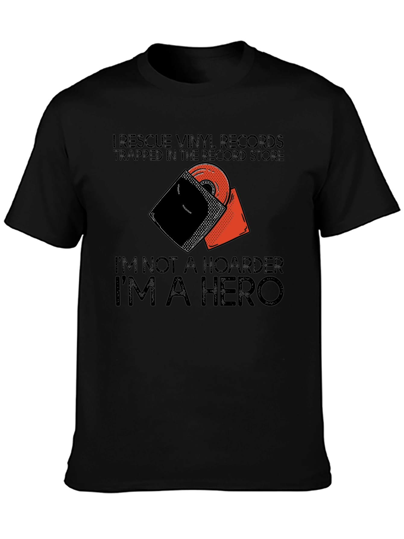 Black Vinyl Record Hero T-Shirt view 3