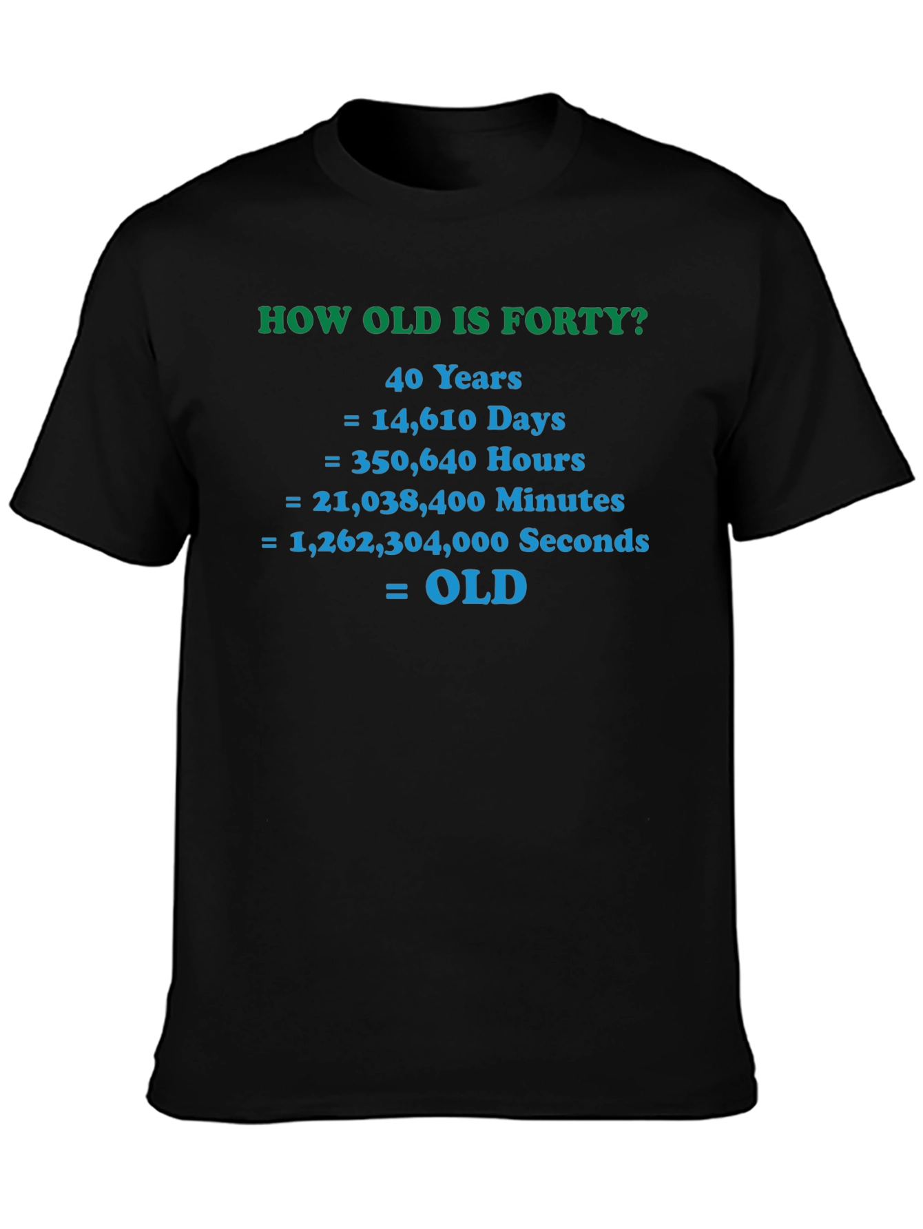 Black Funny 40th Birthday T-Shirt - How Old is Forty? view 3