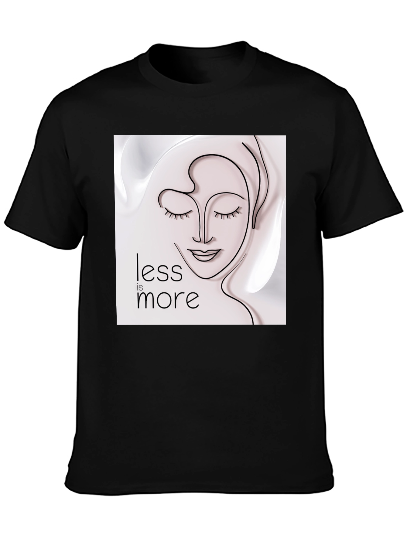 Black Minimalist Face Line Art T-Shirt - Less is More view 3