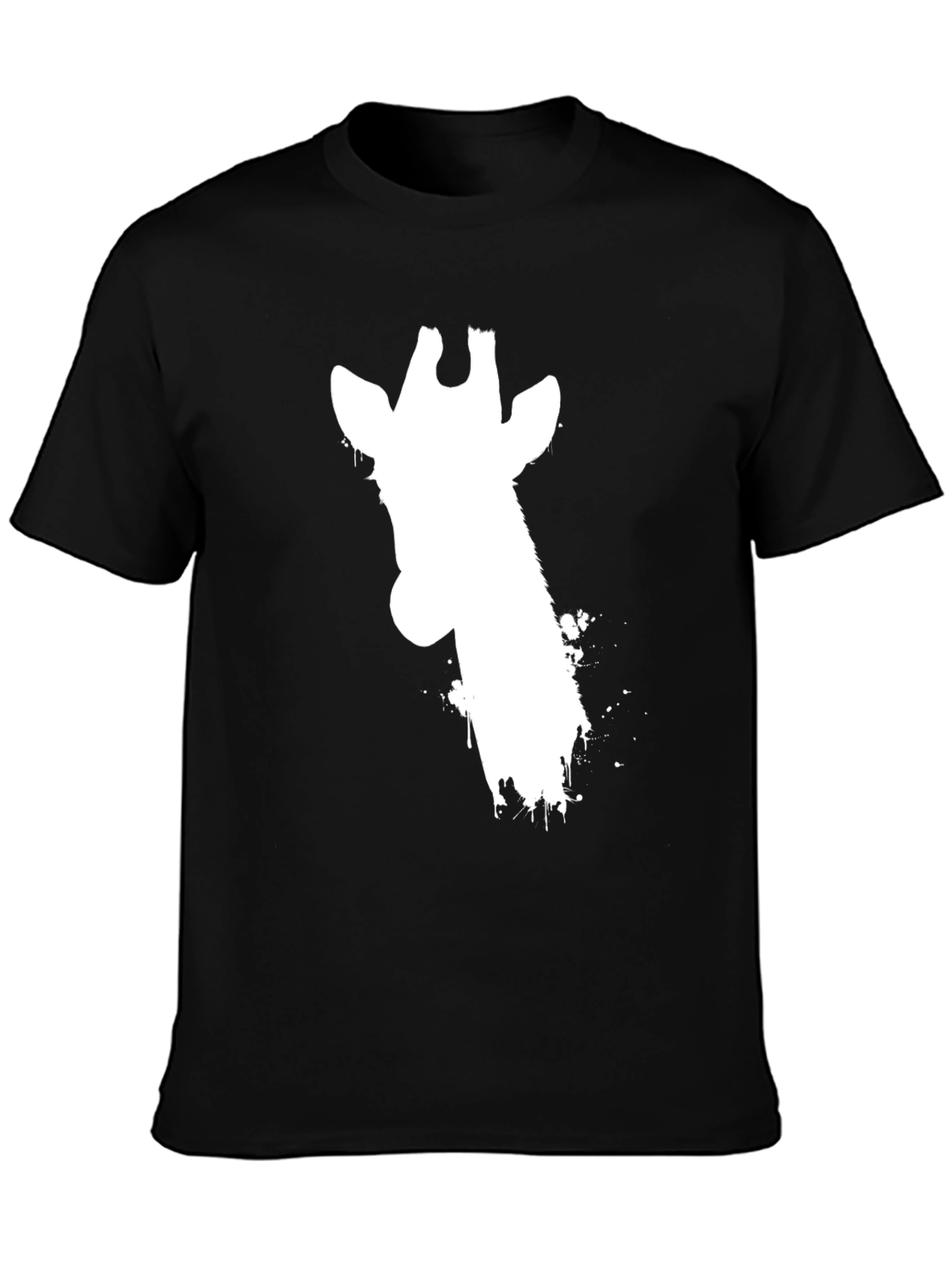 Black Giraffe Silhouette Graphic Tee - Black Cotton T-Shirt view 3