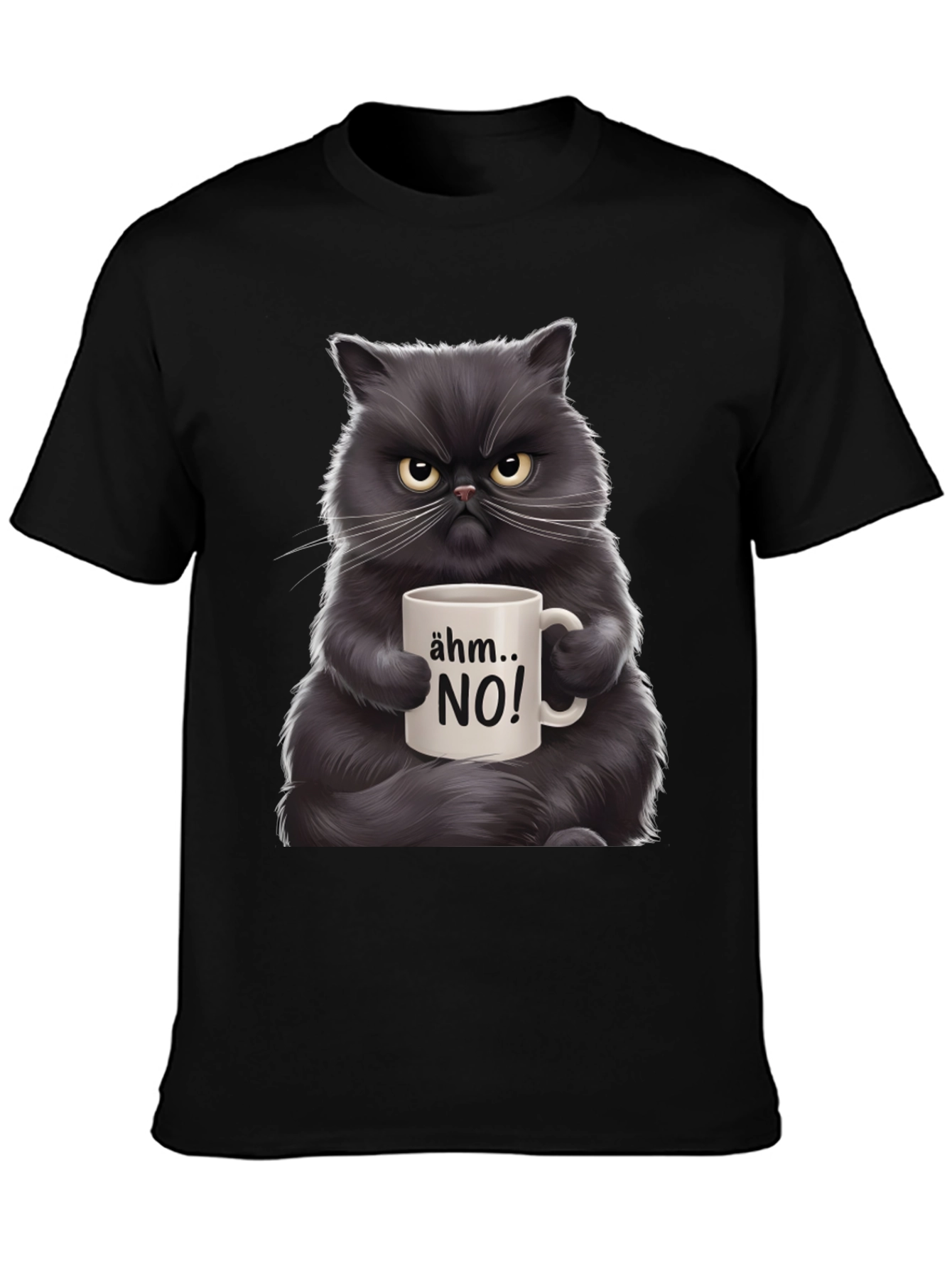 Black Grumpy Cat Coffee T-Shirt - "Ähm... NO!" view 3