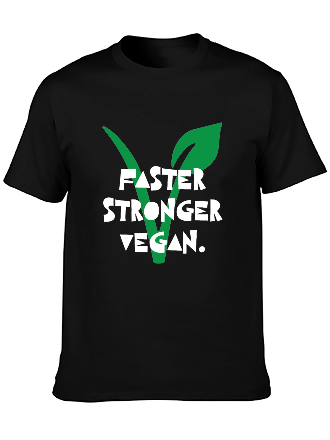 Black Vegan Strength T-Shirt - Faster Stronger Vegan Design view 3