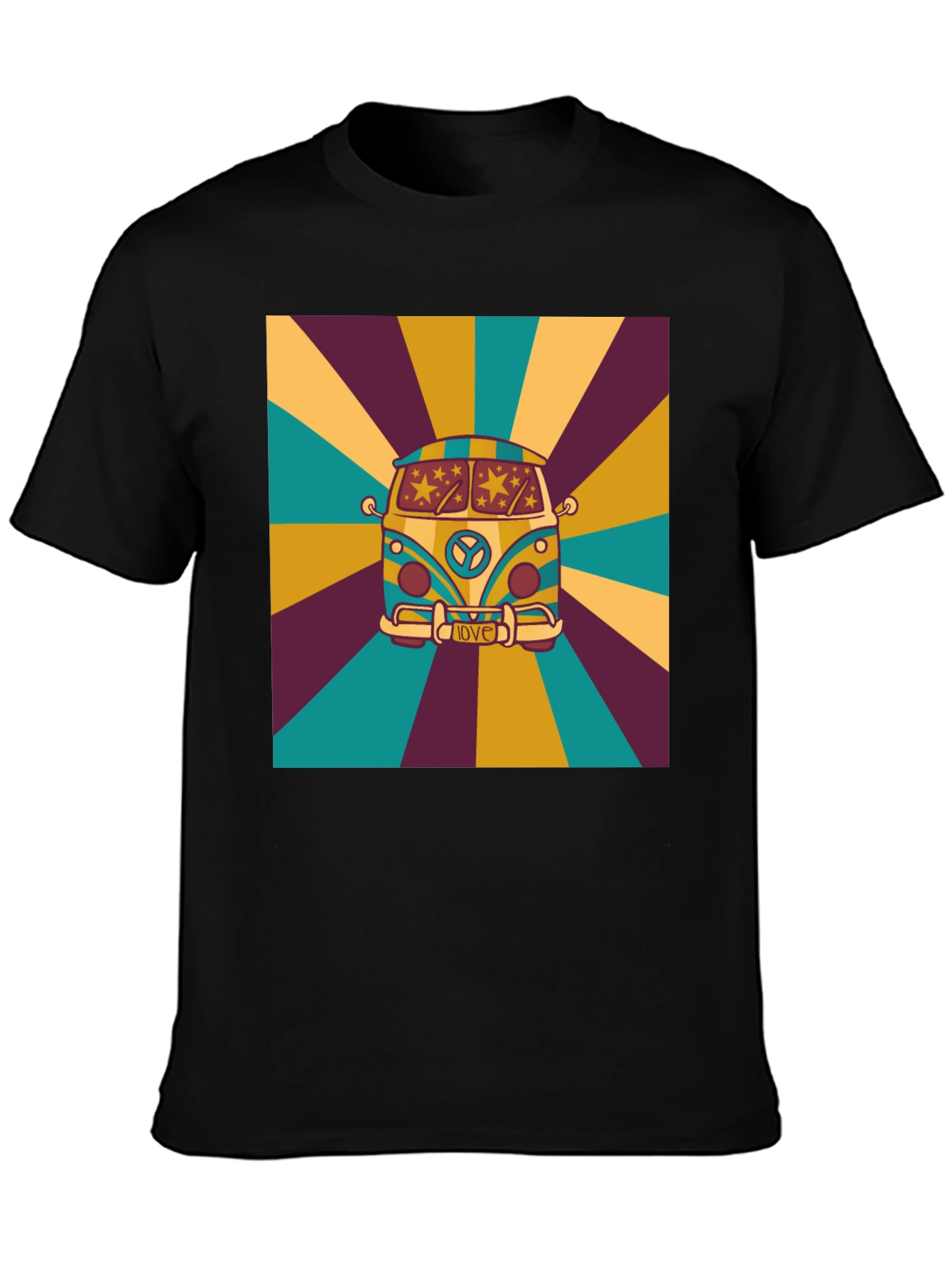Black Retro Van Graphic Tee - Peace & Love Vibes view 3