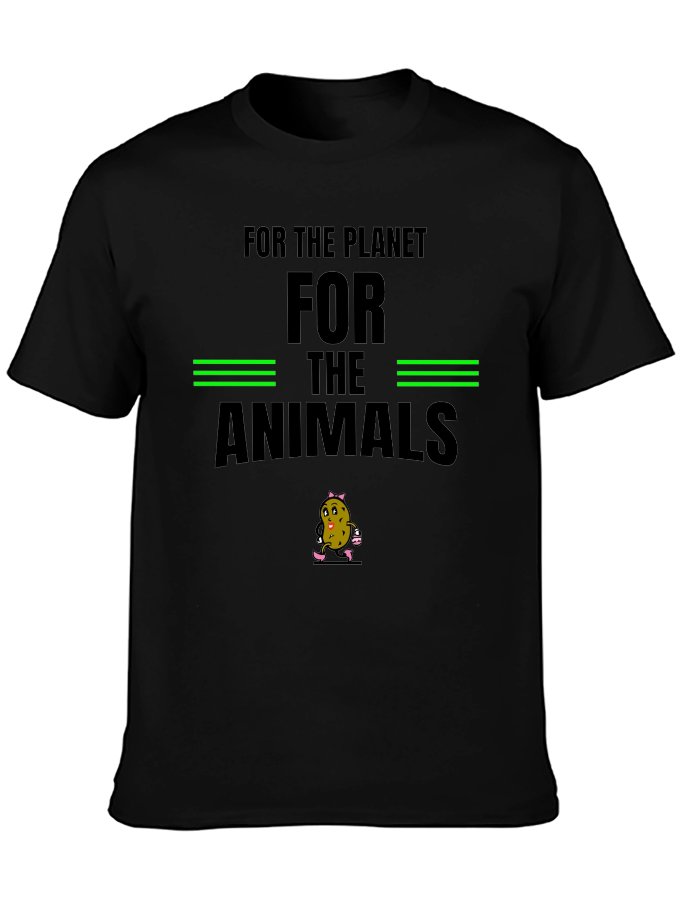 Black Vegan T-Shirt - For the Animals view 3
