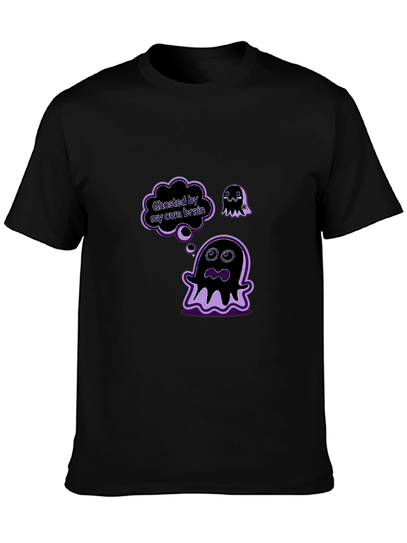 Black Ghosted by My Own Brain Graphic T-Shirt view 3