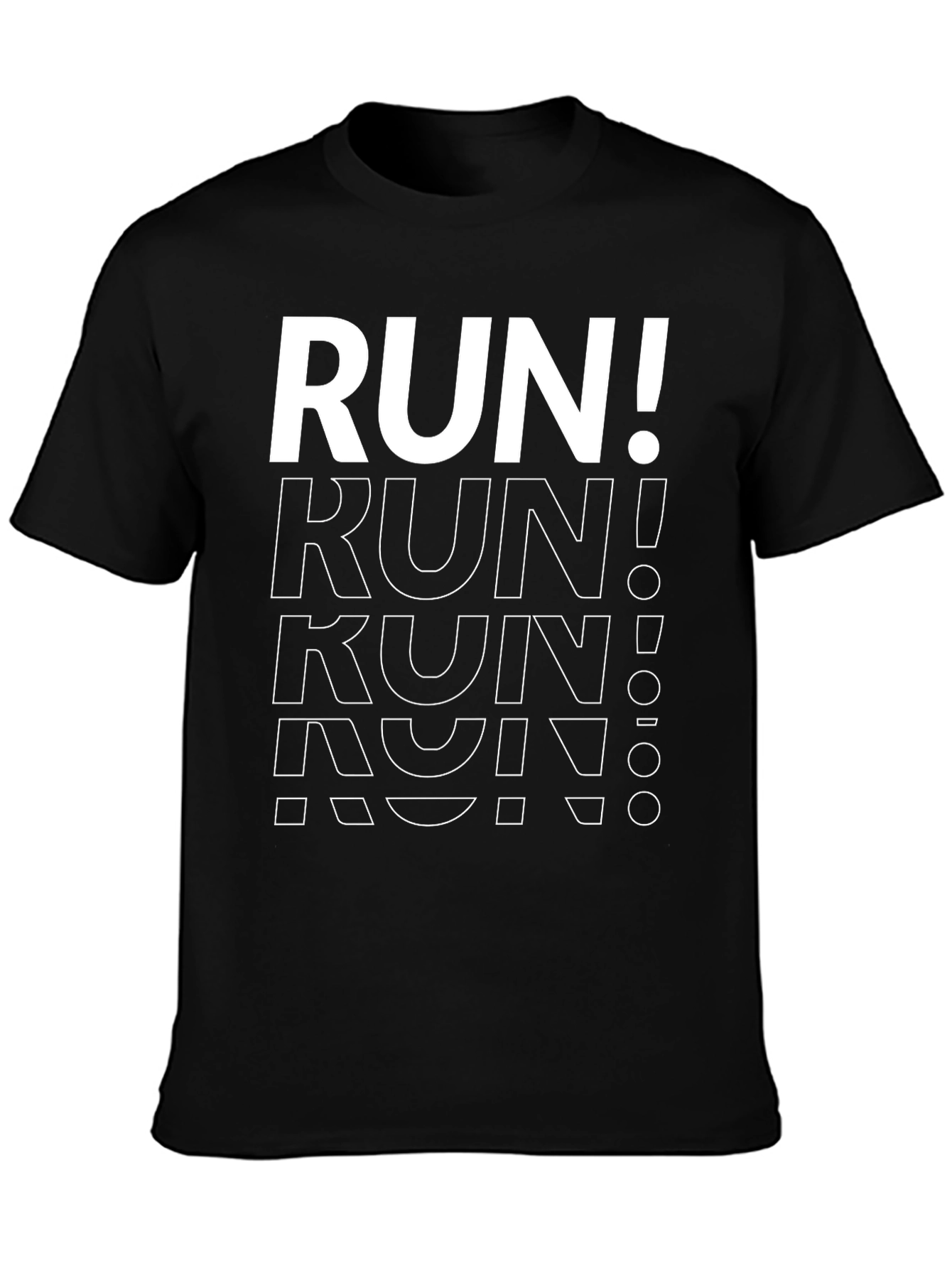 Black Men's Black RUN! Graphic Print T-Shirt view 3