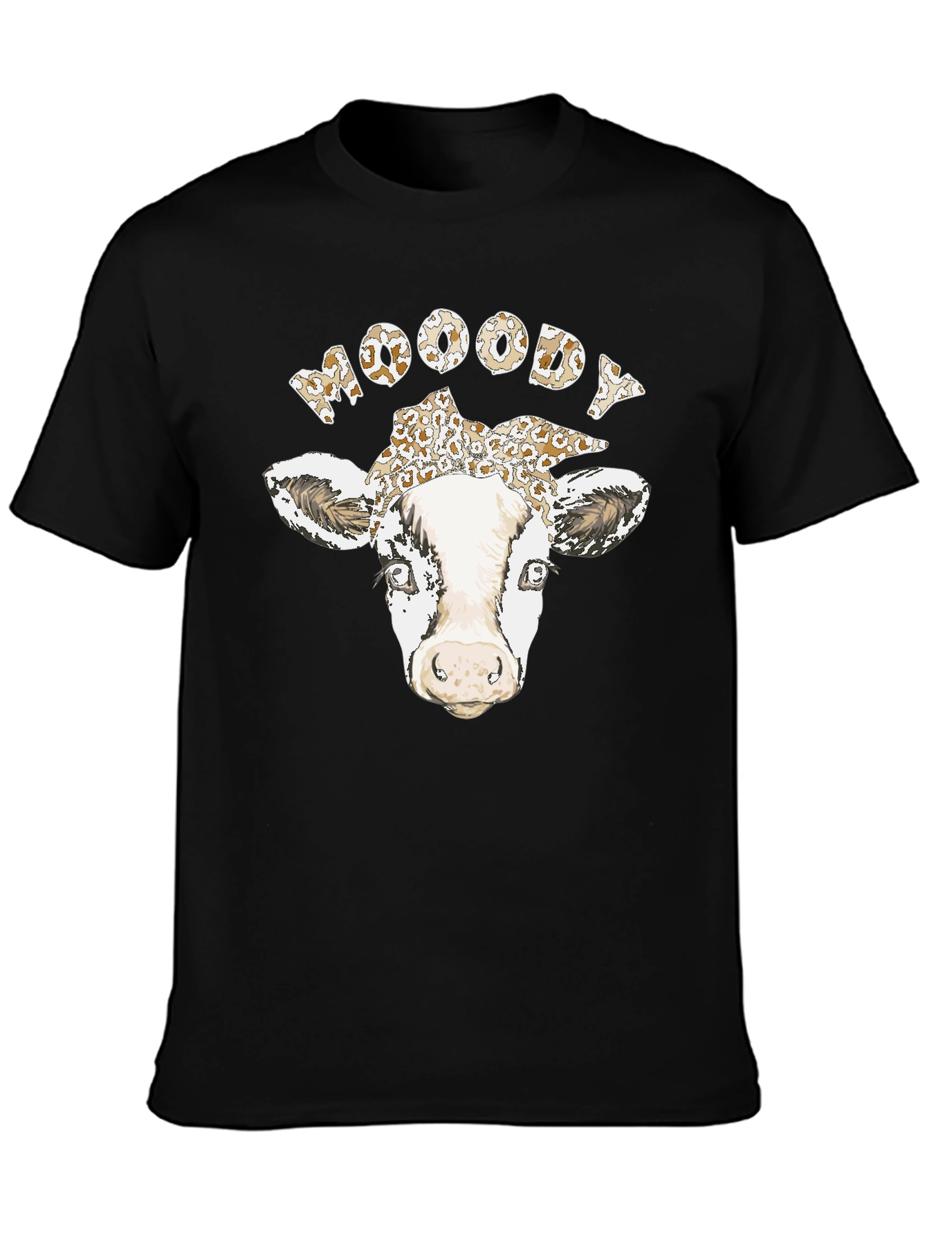 Black Moody Cow Graphic T-Shirt - Unisex Cotton Tee view 3