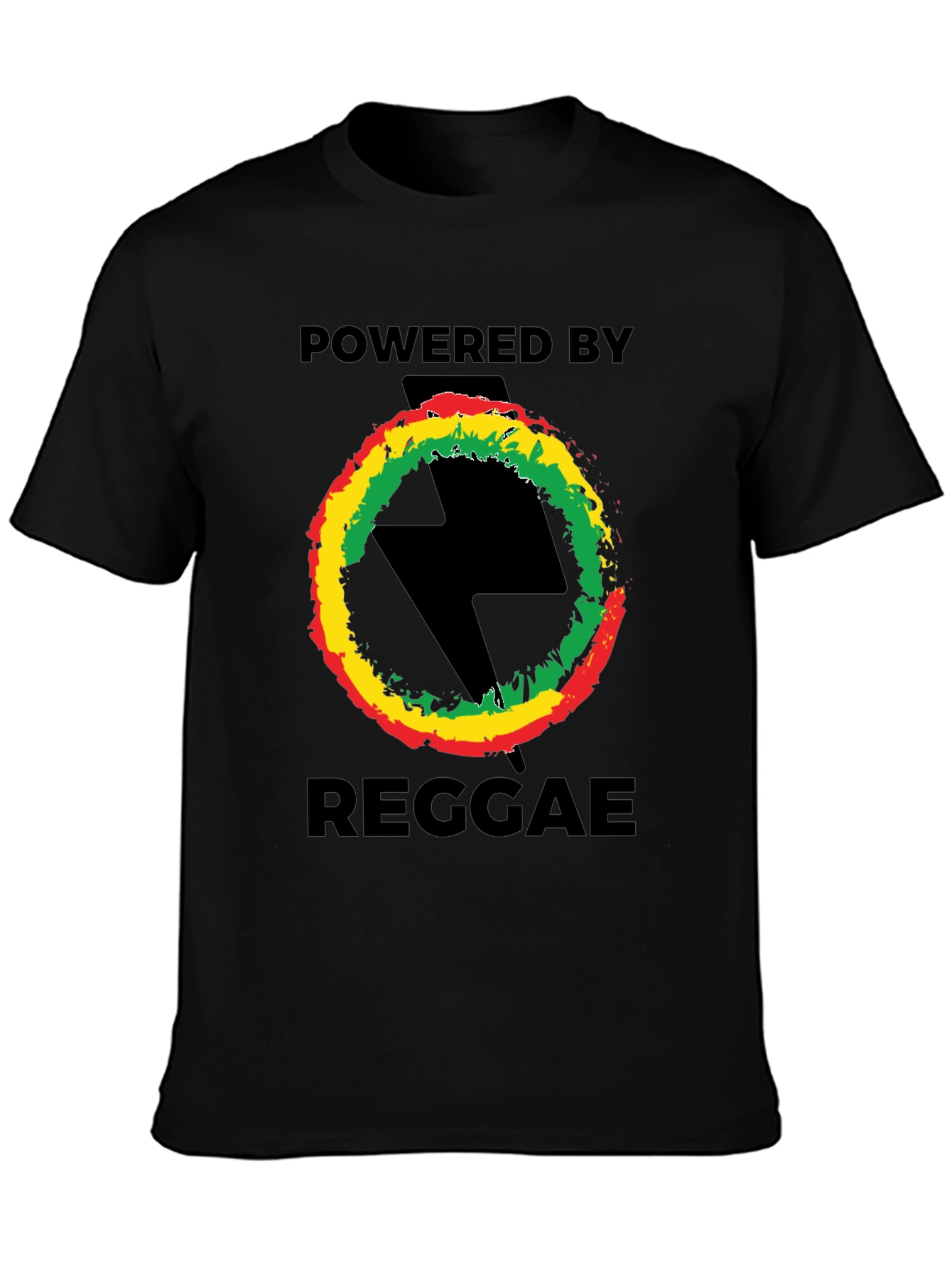 Black Powered By Reggae T-Shirt - Black view 3